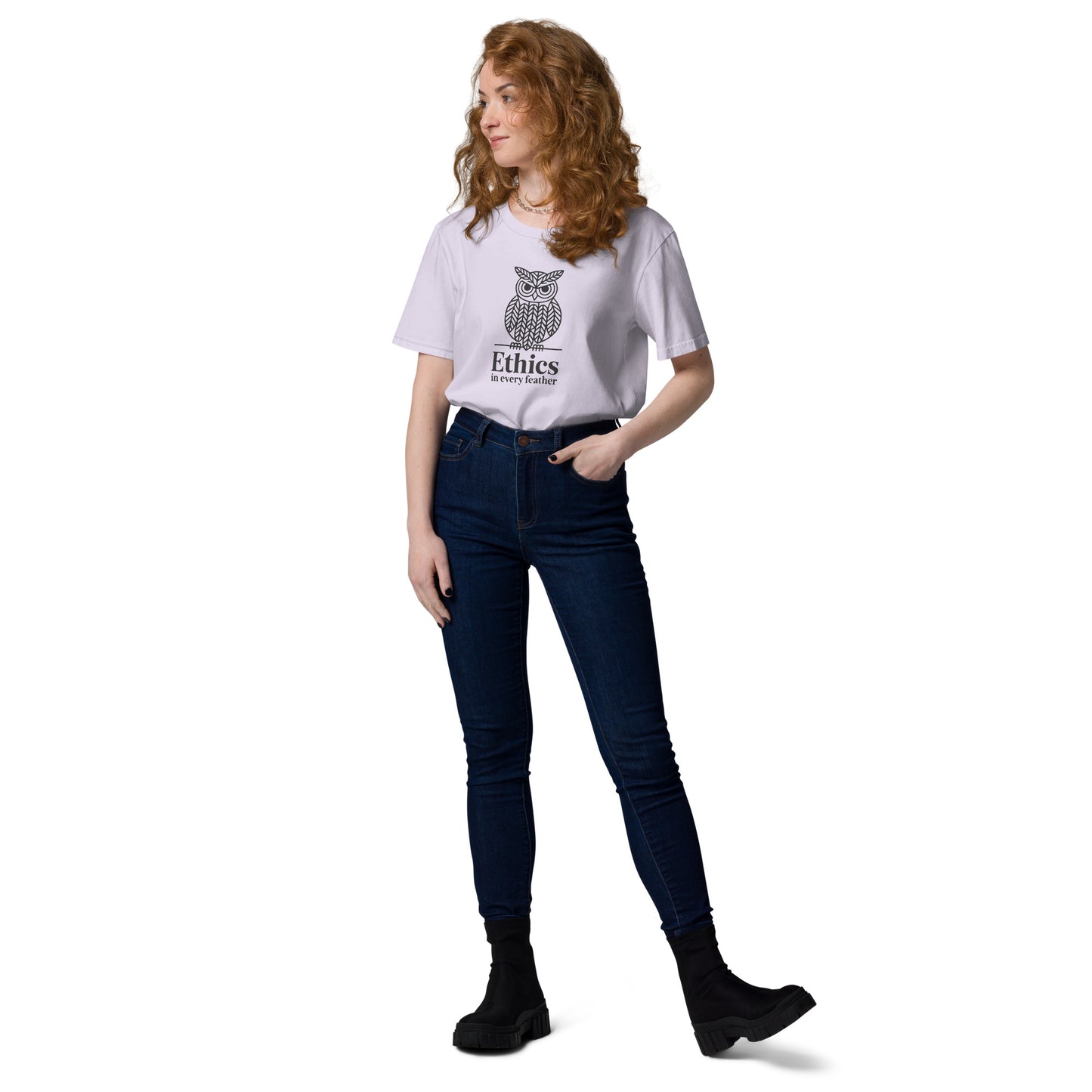 Unisex Organic Cotton T-Shirt: 'Ethics in Every Feather' for Fall | Sustainable Owl Fashion USA Dudeily
