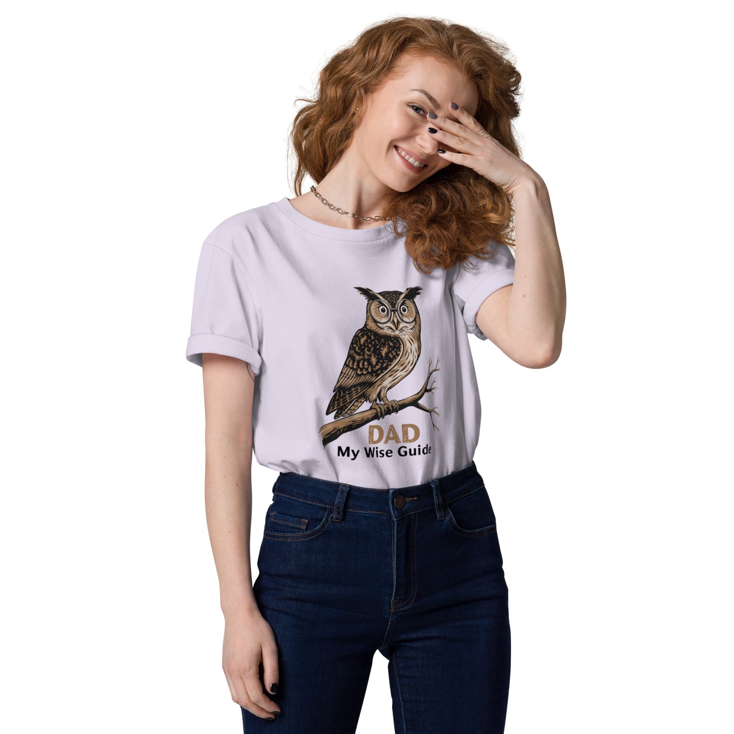 Unisex Organic Cotton T-Shirt – Owl Themed Sustainable Fashion for Father's Day by Dudeily Lavender Dudeily