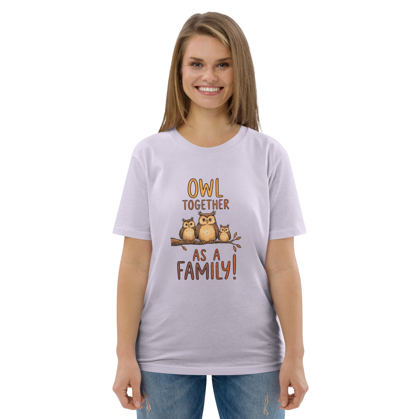Unisex Organic Cotton T-Shirt – OwlNest Sustainable Fashion Classic for Family Day Outings Lavender Dudeily