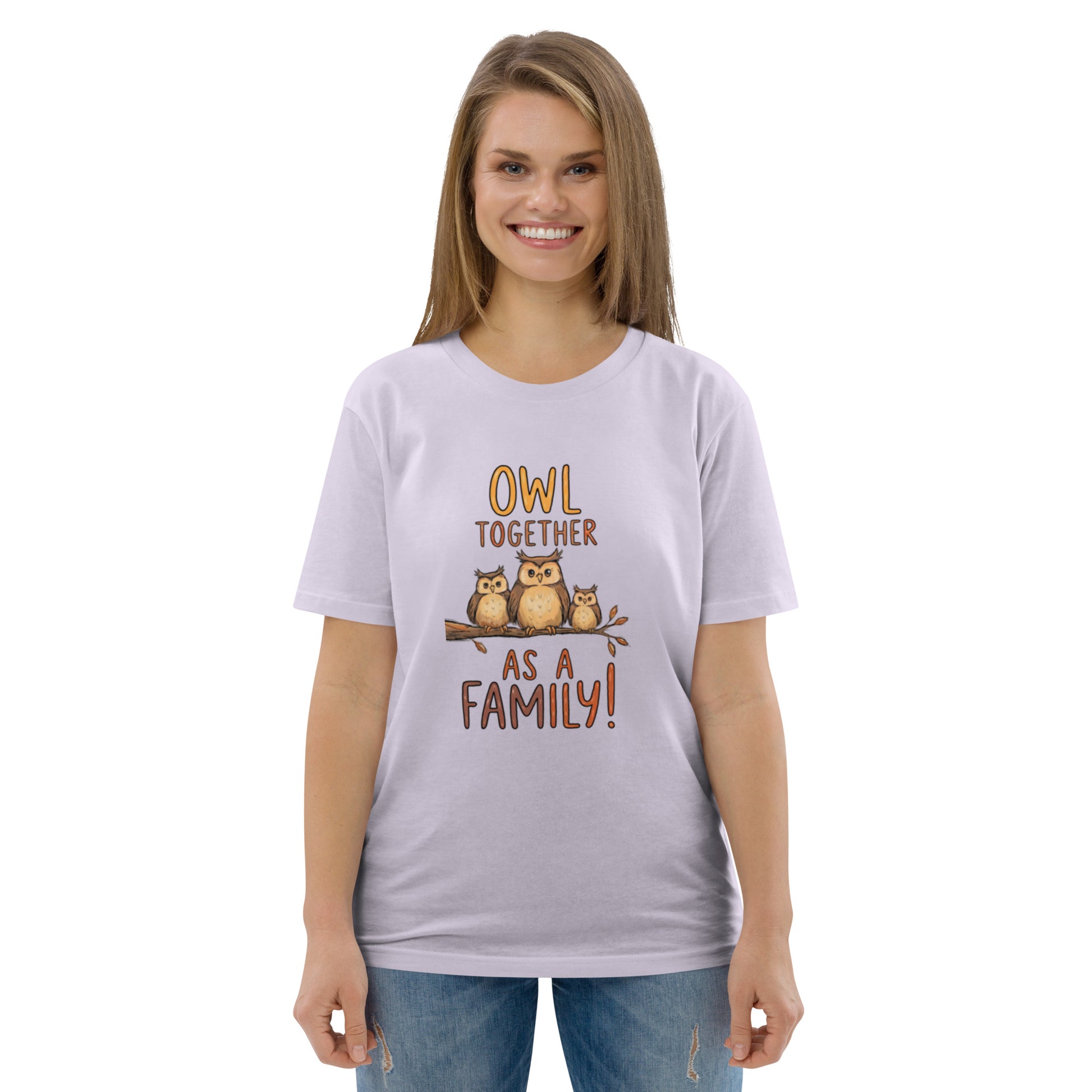 Unisex Organic Cotton T-Shirt – OwlNest Sustainable Fashion Classic for Family Day Outings Lavender Dudeily