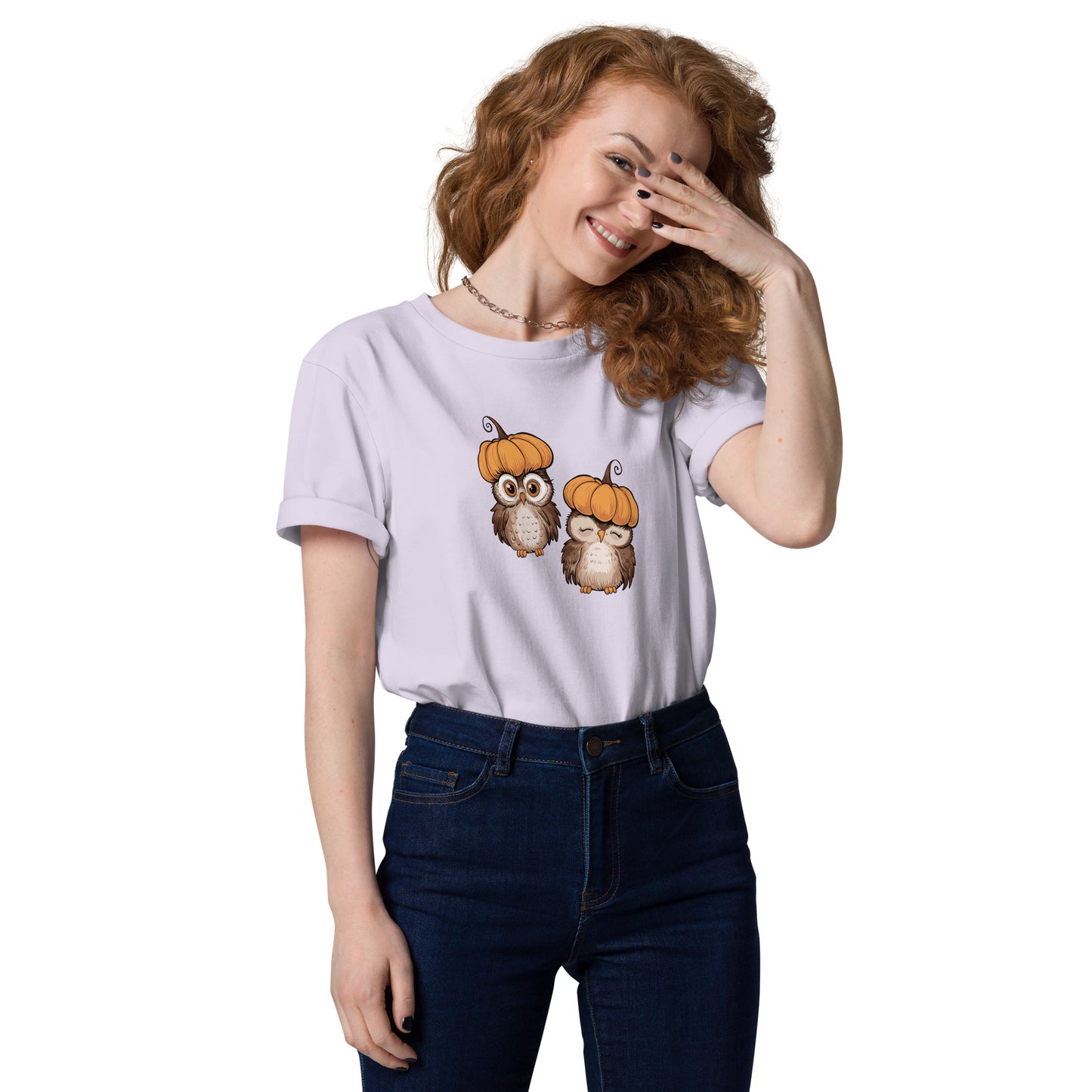 Unisex Organic Cotton T-Shirt: Halloween Owl Eco-Friendly Style USA Lavender Dudeily