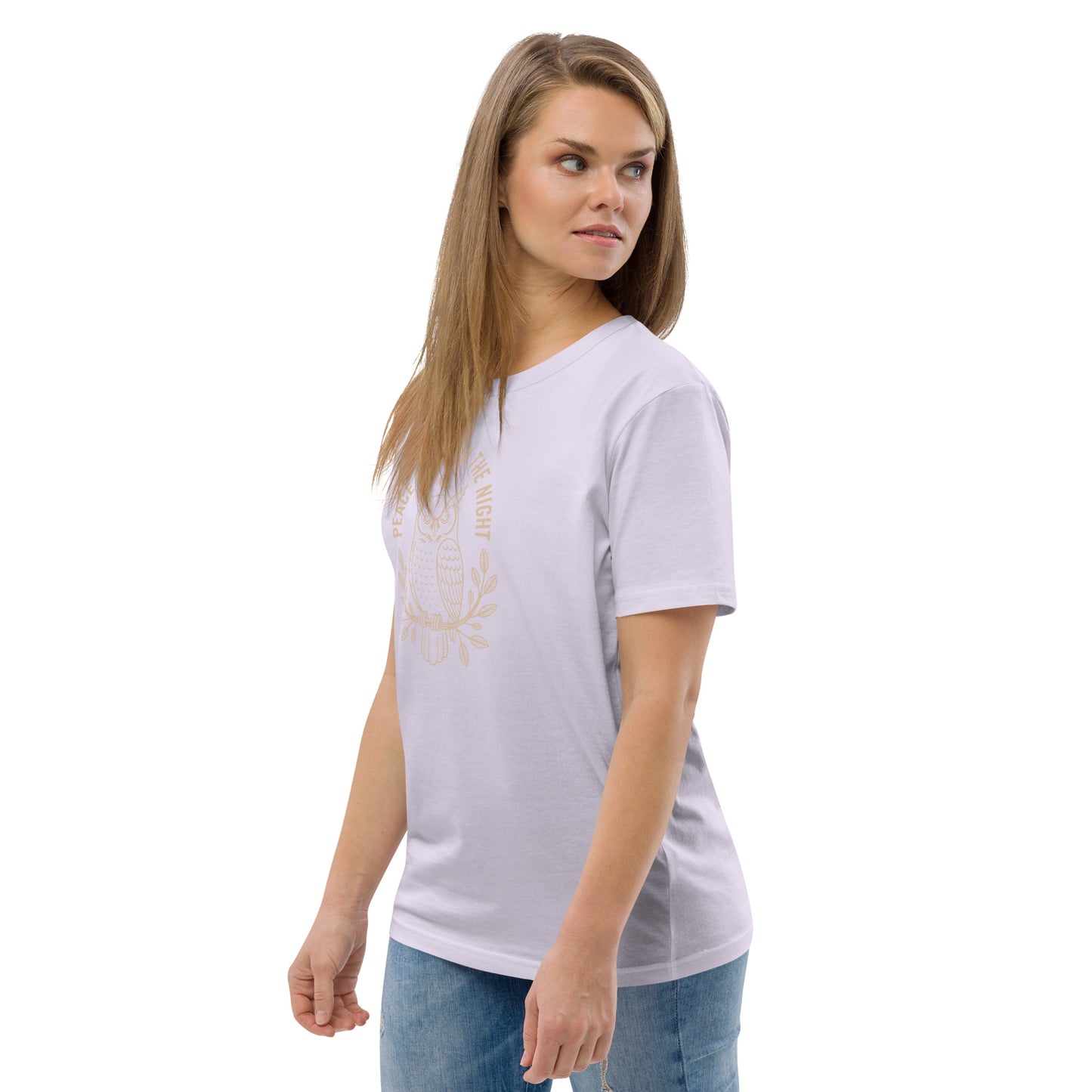 Unisex Organic Cotton T-Shirt: 'Peace in the Night' | Sustainable Owl Fashion USA Dudeily