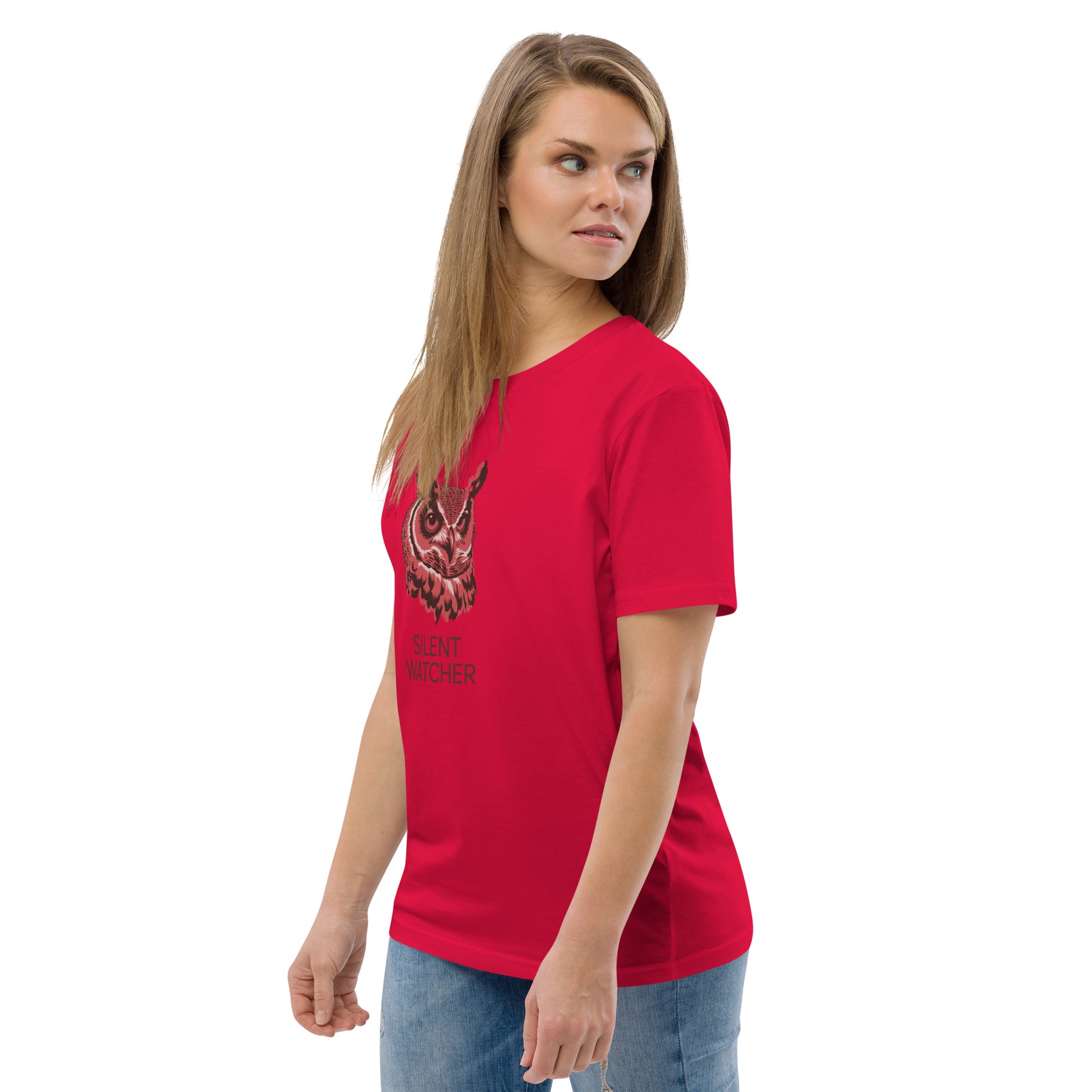Unisex Organic Cotton T-Shirt: 'Silent Watcher' | Sustainable Owl Fashion USA Dudeily