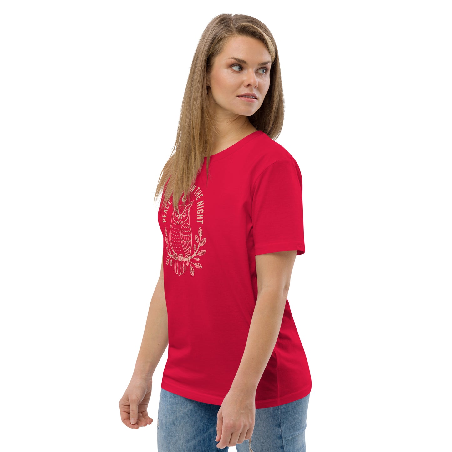 Unisex Organic Cotton T-Shirt: 'Peace in the Night' | Sustainable Owl Fashion USA Dudeily