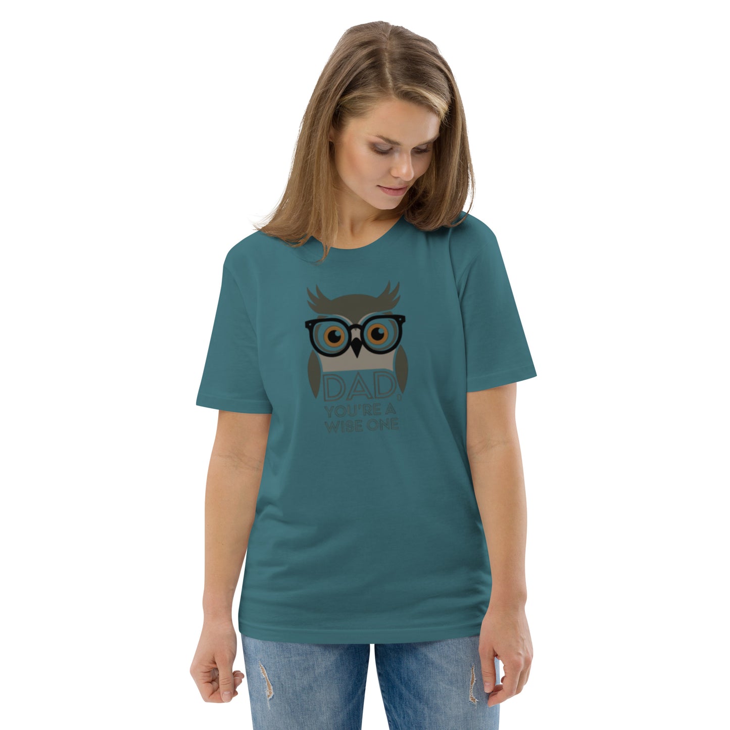 Unisex Organic Cotton T-Shirt – Owl-Themed Eco-Friendly Style for Father's Day Gifts by Dudeily Stargazer Dudeily