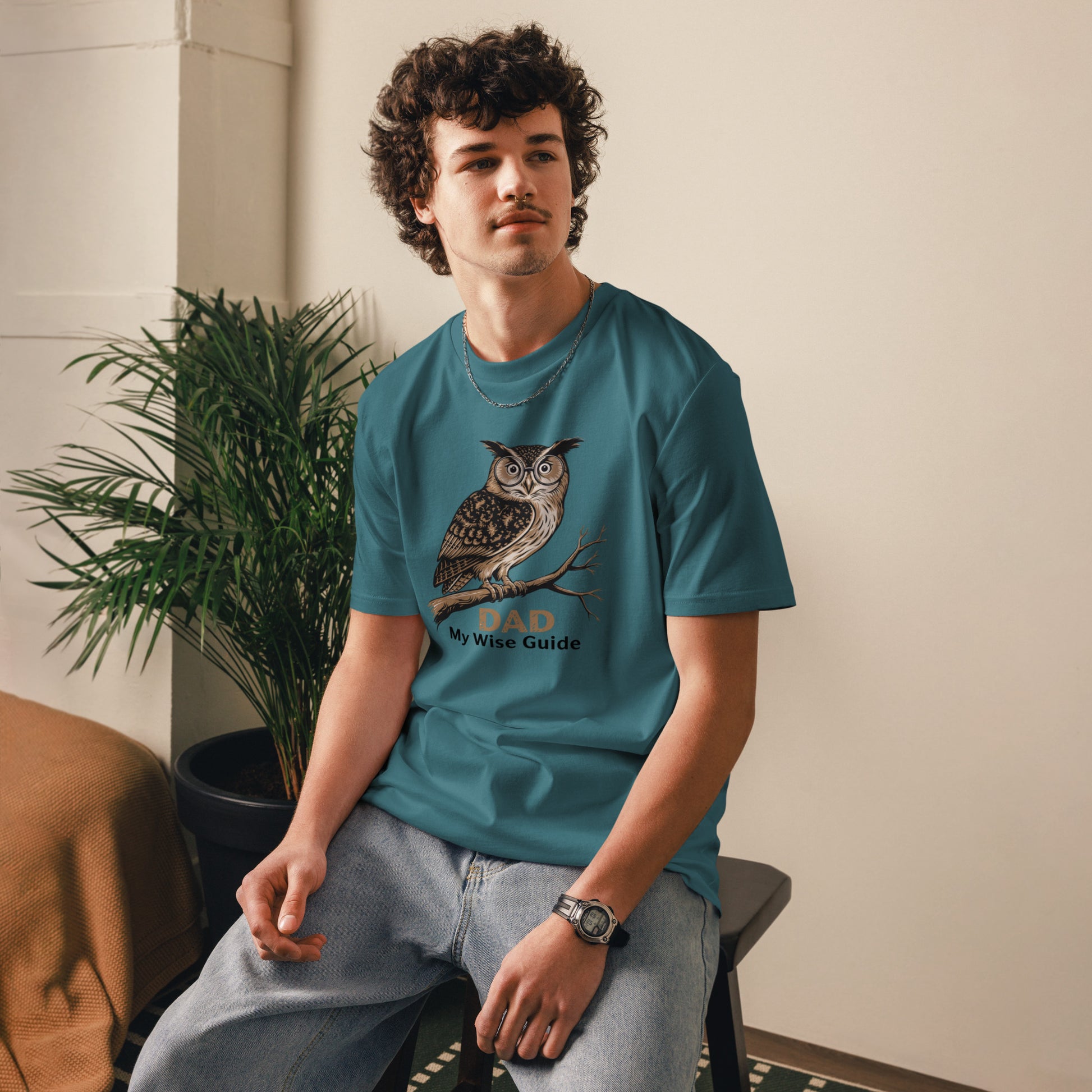 Unisex Organic Cotton T-Shirt – Owl Themed Sustainable Fashion for Father's Day by Dudeily Dudeily