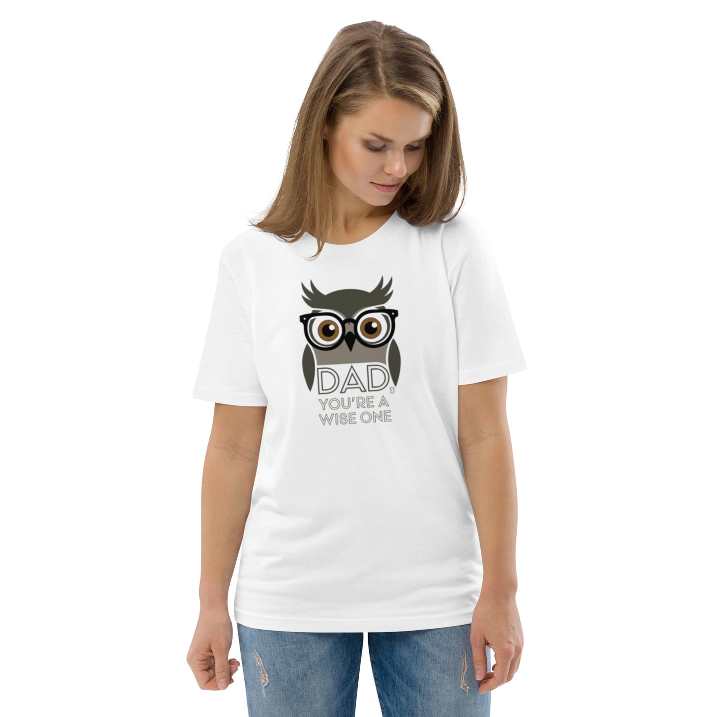 Unisex Organic Cotton T-Shirt – Owl-Themed Eco-Friendly Style for Father's Day Gifts by Dudeily White Dudeily