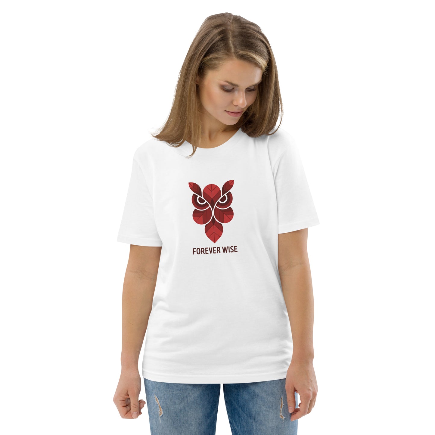 Unisex Organic Cotton T-Shirt: 'Forever Wise' | Sustainable Owl Fashion USA White Dudeily