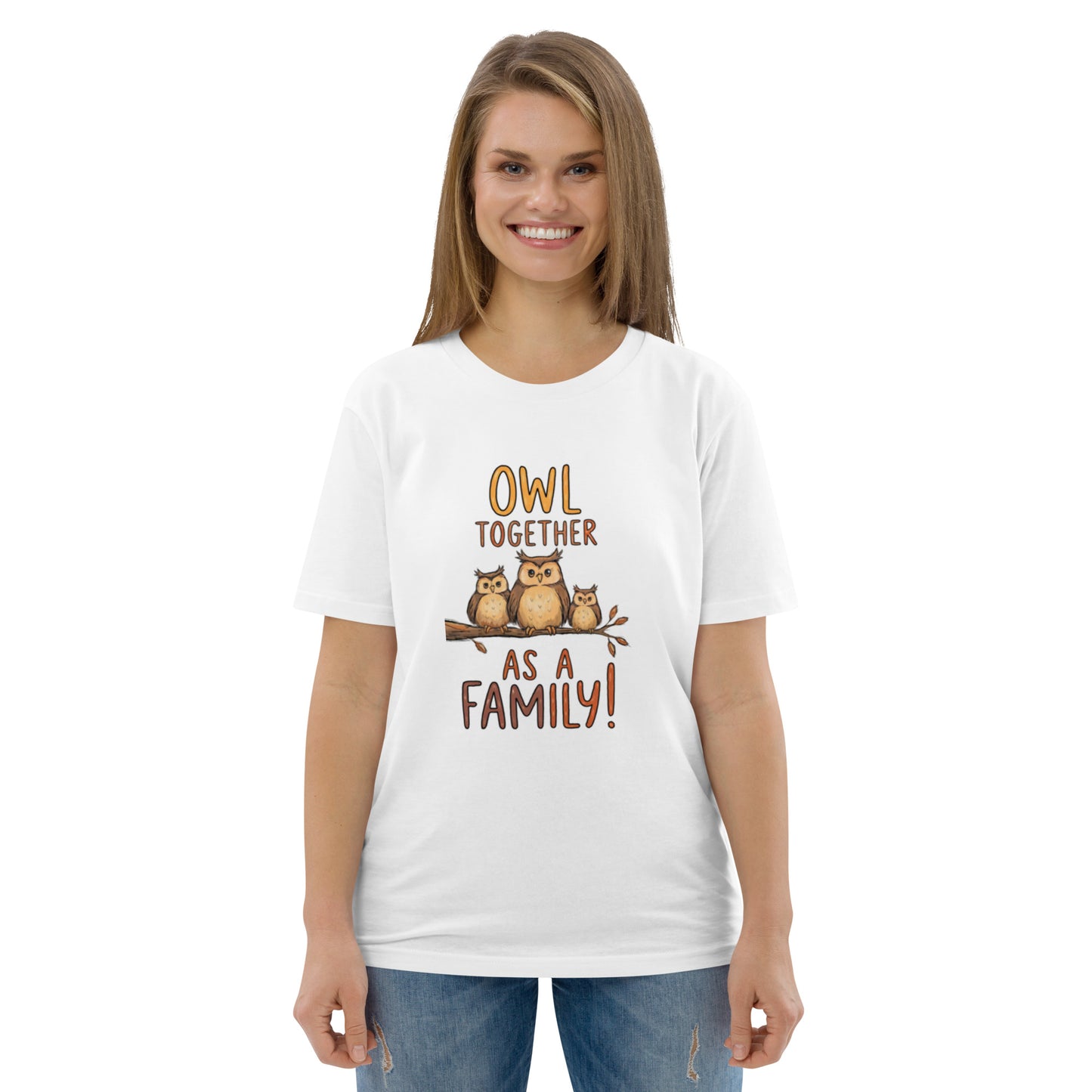 Unisex Organic Cotton T-Shirt – OwlNest Sustainable Fashion Classic for Family Day Outings White Dudeily