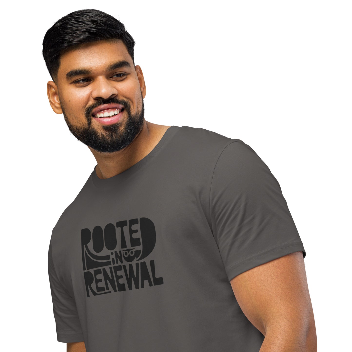 Unisex Organic Mid-Light T-Shirt "Rooted In Renewal" – Owl Print Eco-Friendly Owl Clothing Dudeily