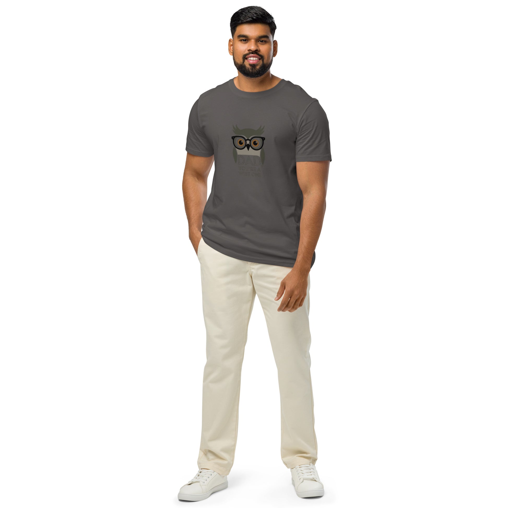 Unisex Organic Mid-Light T-Shirt – Owl Themed Sustainable Fashion for Father's Day by Dudeily Dudeily