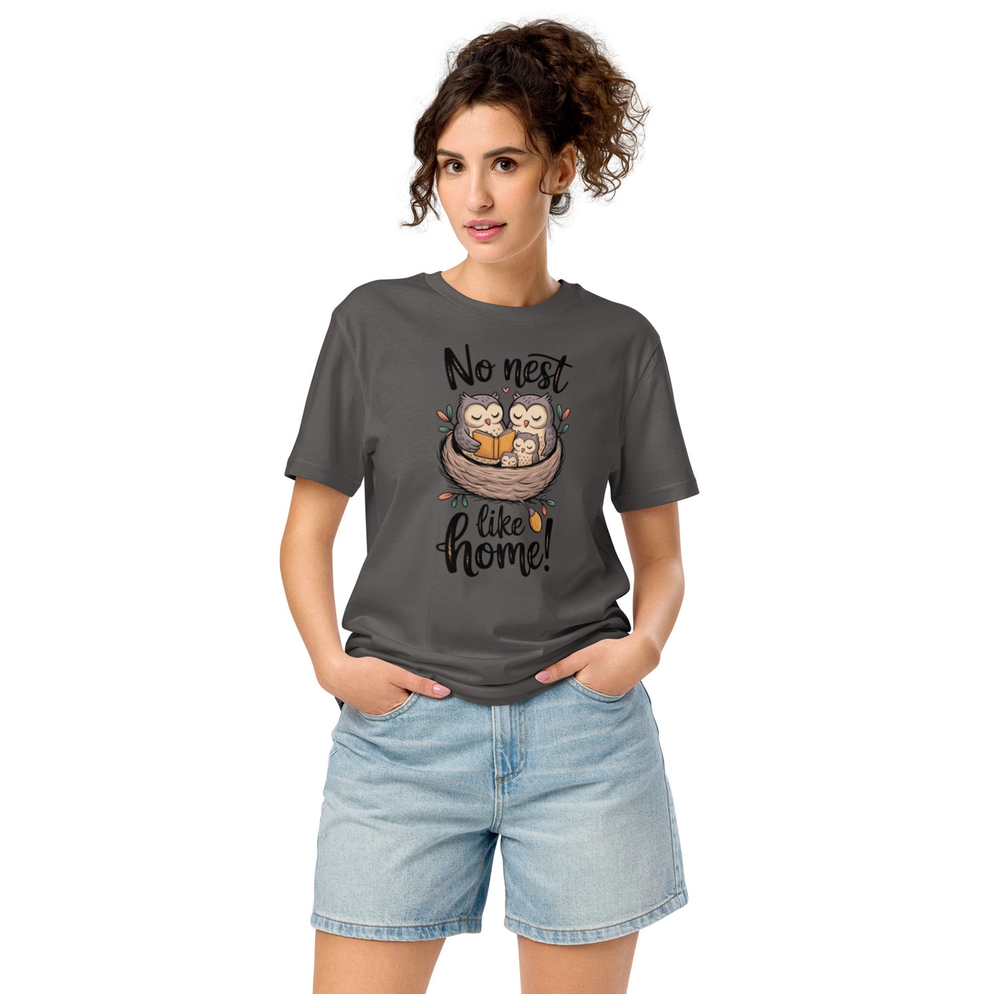 Unisex Organic Mid-Light T-Shirt – OwlEase Sustainable Fashion Tee for Family Day Comfort Anthracite Dudeily