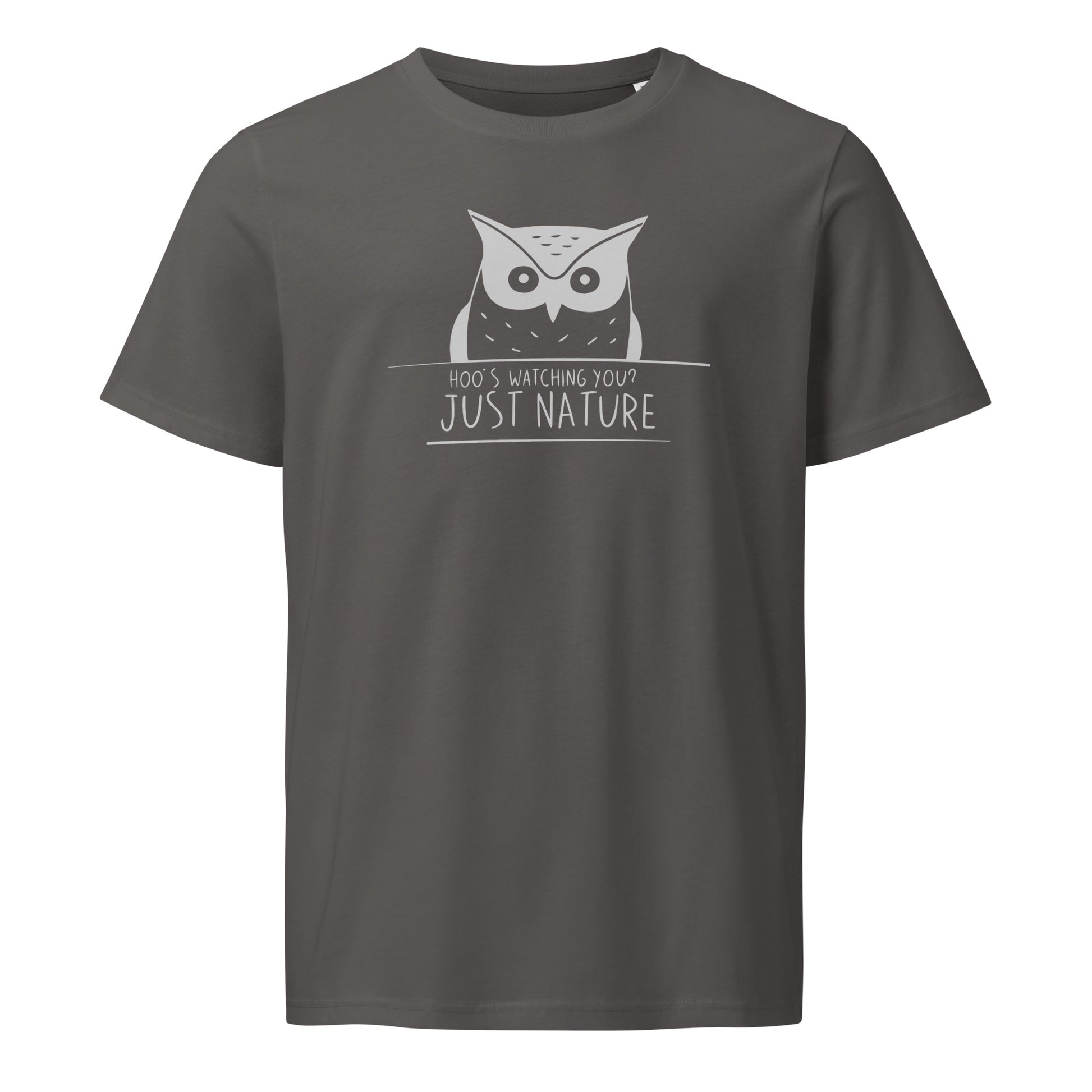 Organic Mid-Light T-Shirt: 'Hoo’s Watching You? Just Nature' | Sustainable Owl Fashion USA Dudeily