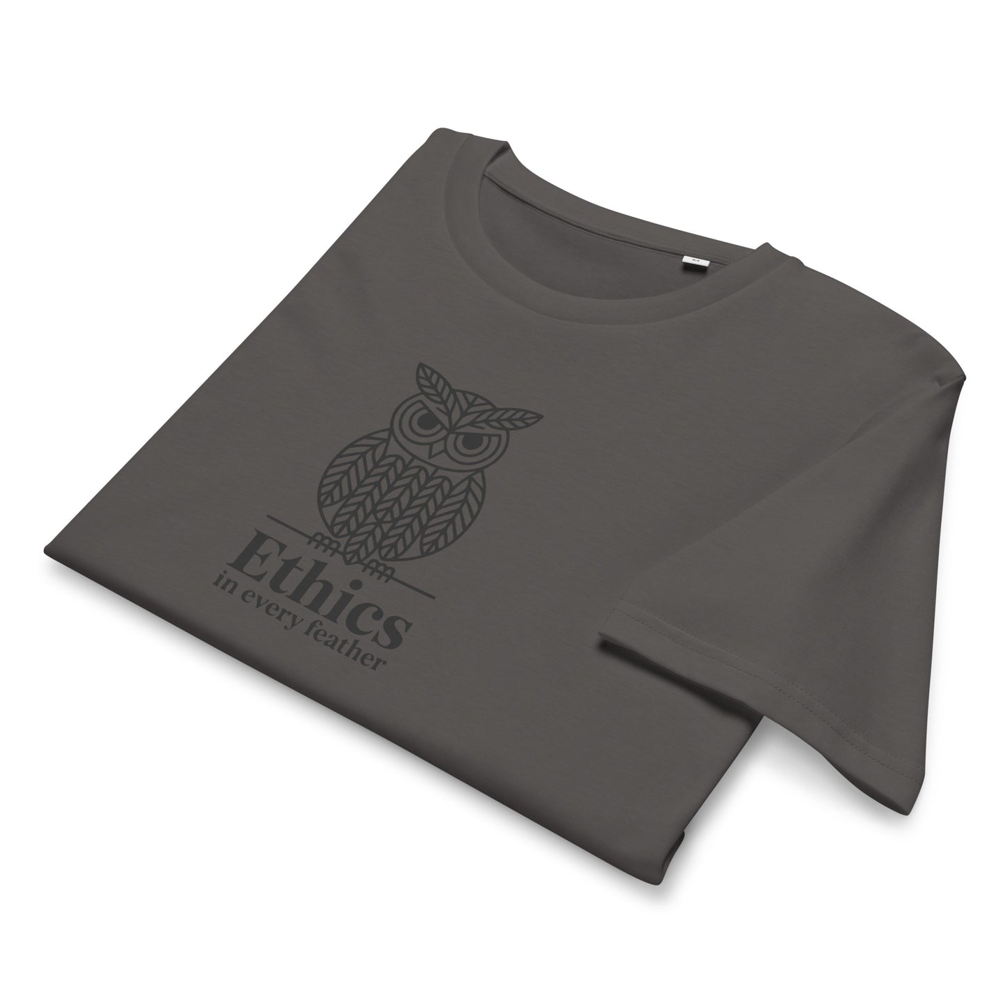 Unisex Organic Mid-Light T-Shirt: 'Ethics in Every Feather' | Sustainable Owl Fashion USA Dudeily