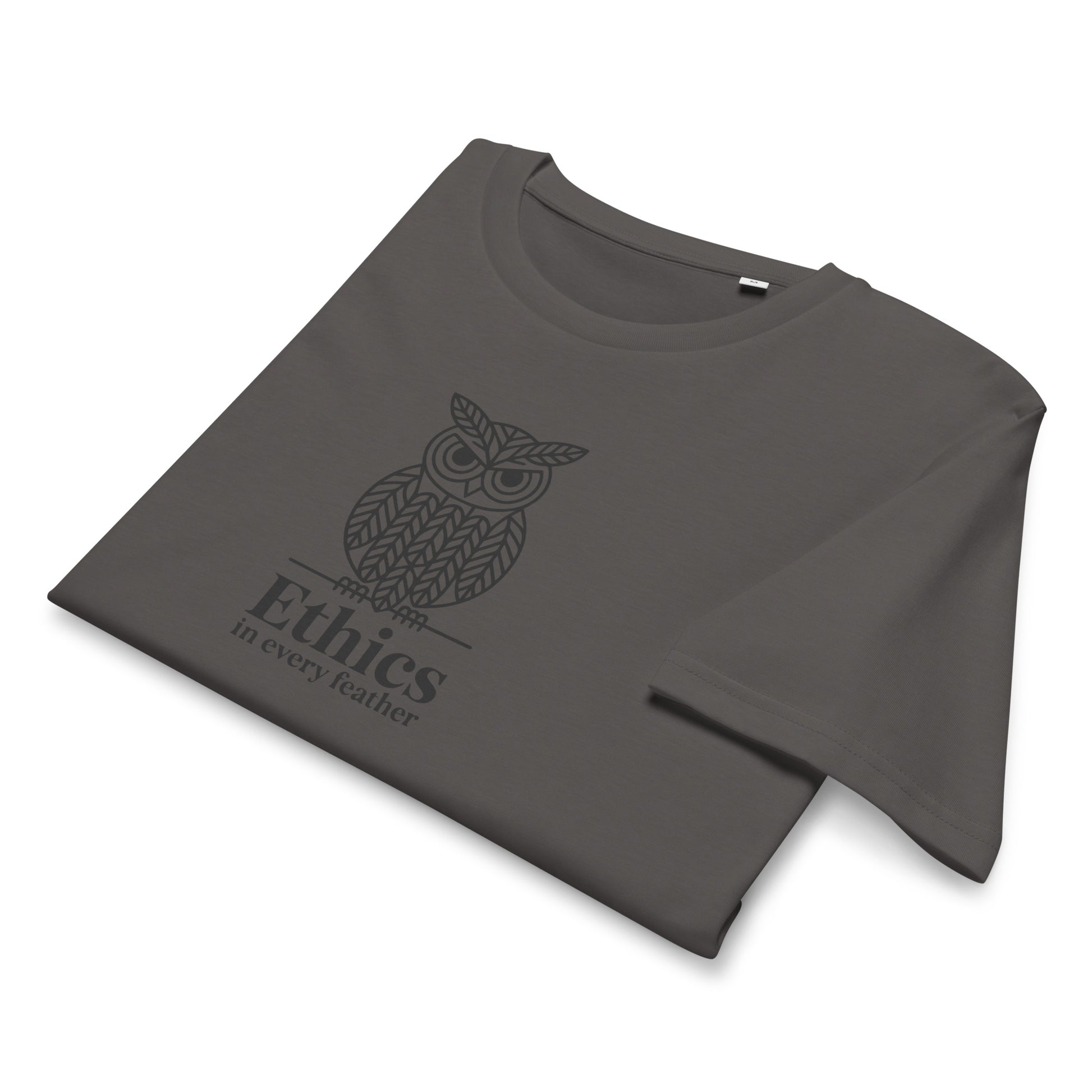 Unisex Organic Mid-Light T-Shirt: 'Ethics in Every Feather' | Sustainable Owl Fashion USA Dudeily