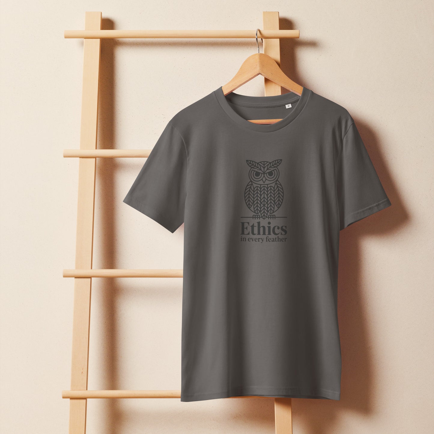 Unisex Organic Mid-Light T-Shirt: 'Ethics in Every Feather' | Sustainable Owl Fashion USA Dudeily