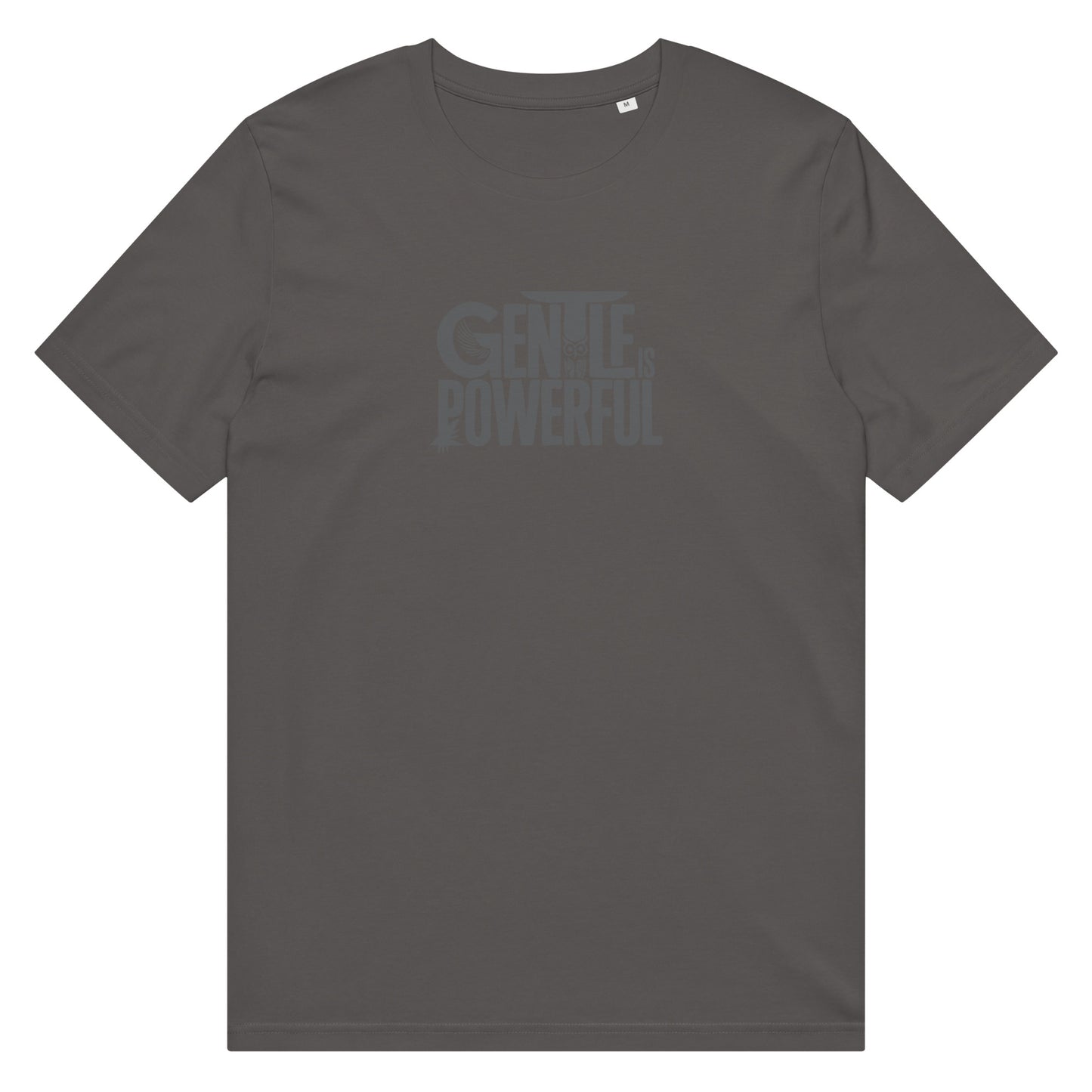 Unisex Organic Mid-Light T-Shirt "Gentle is Powerful" – Owl Print Sustainable Fashion Dudeily