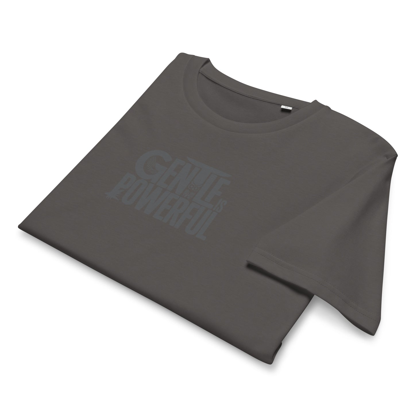 Unisex Organic Mid-Light T-Shirt "Gentle is Powerful" – Owl Print Sustainable Fashion Dudeily