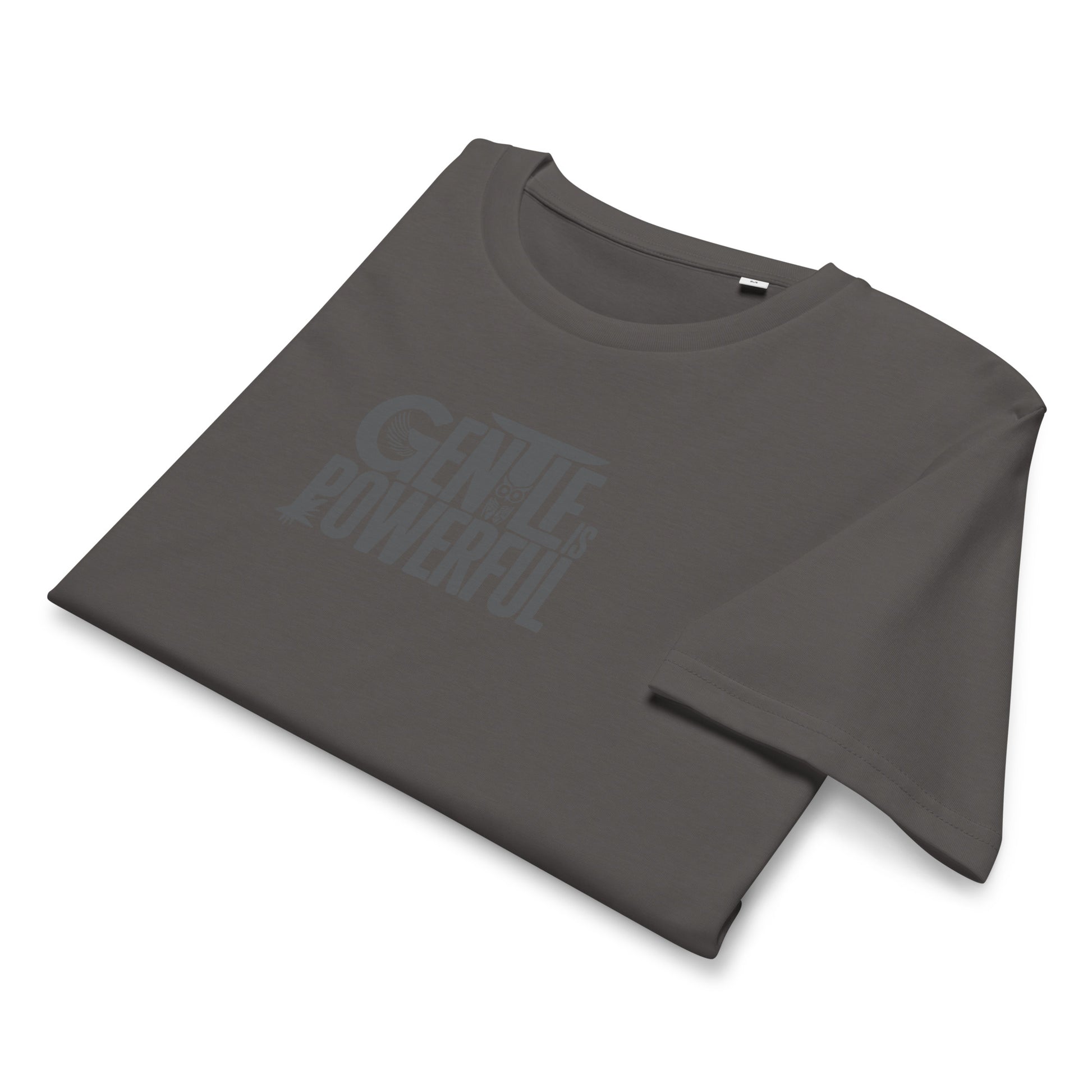 Unisex Organic Mid-Light T-Shirt "Gentle is Powerful" – Owl Print Sustainable Fashion Dudeily