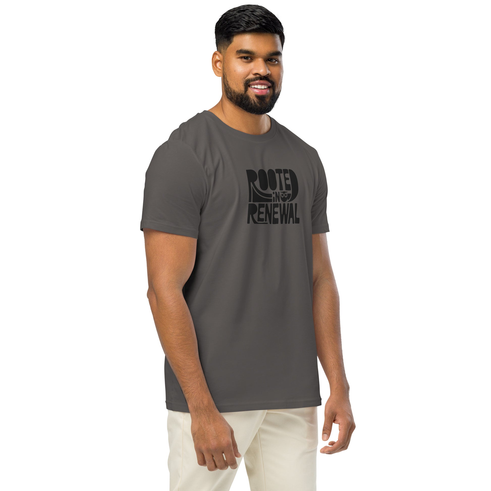 Unisex Organic Mid-Light T-Shirt "Rooted In Renewal" – Owl Print Eco-Friendly Owl Clothing Dudeily