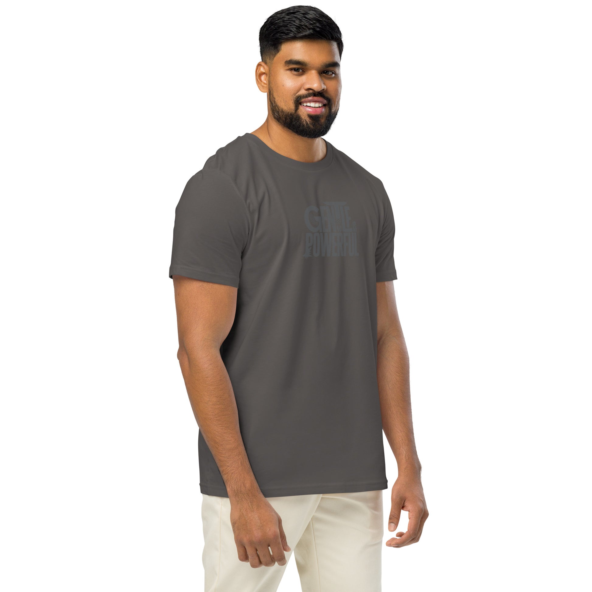 Unisex Organic Mid-Light T-Shirt "Gentle is Powerful" – Owl Print Sustainable Fashion Dudeily