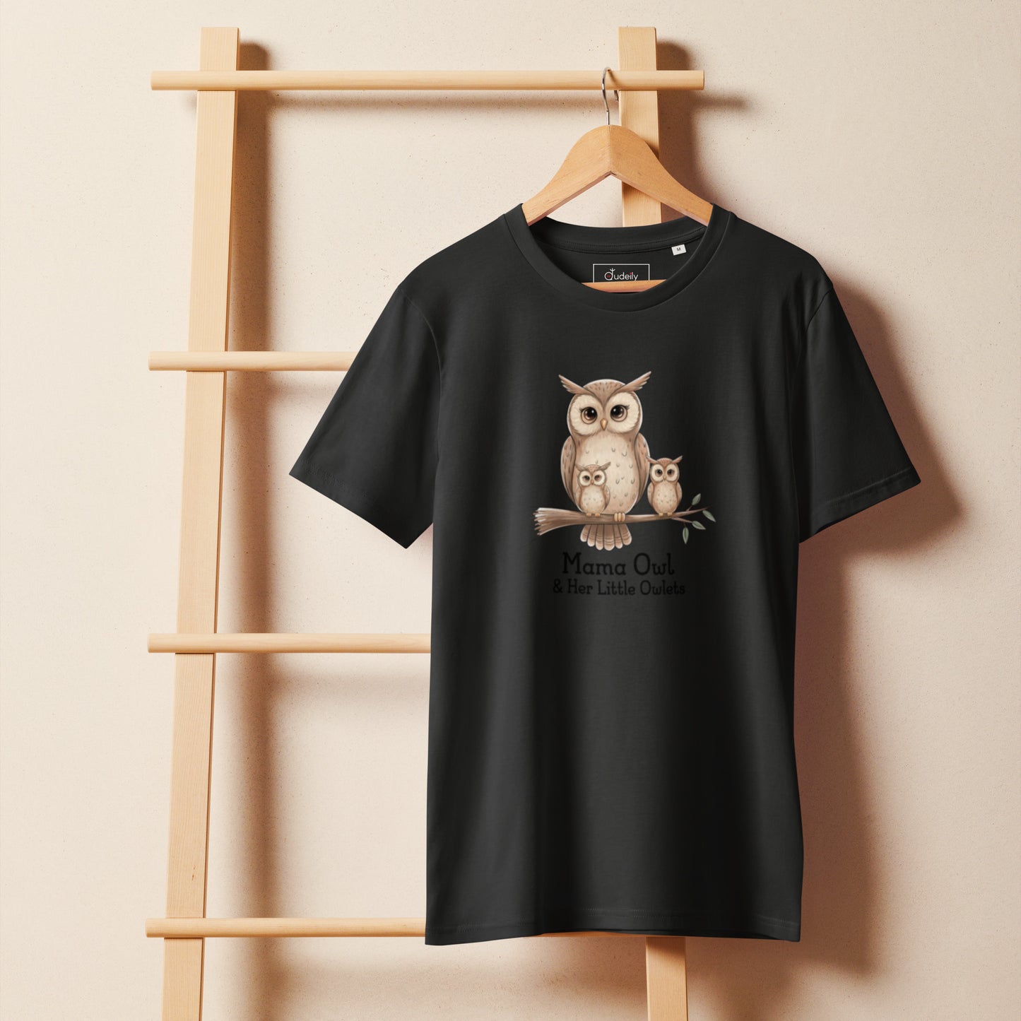 Unisex Organic Mid-Light T-Shirt – Eco-Friendly Owl Lover’s Pick by Dudeily Black Dudeily