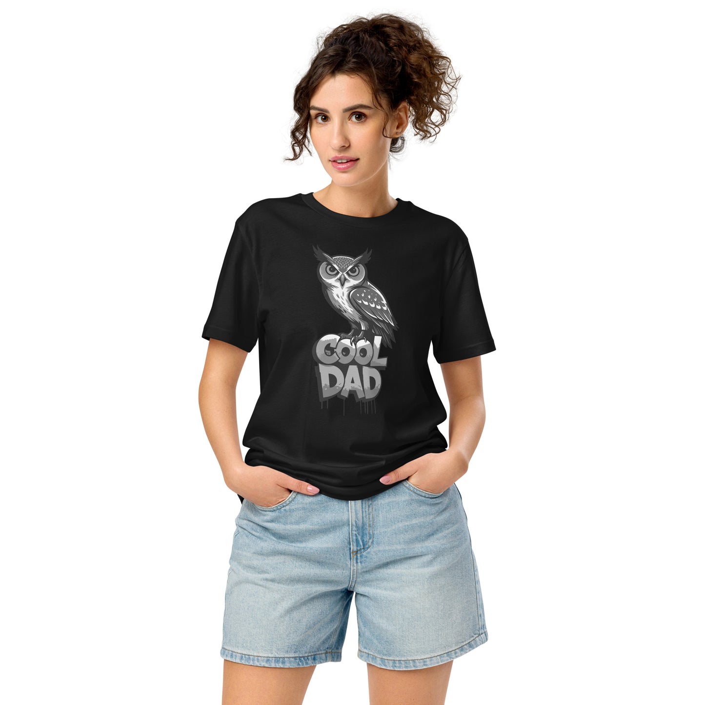 Unisex Organic Mid-Light T-Shirt – Sustainable Father’s Day Gift for Nature & Owl Lovers | Dudeily Black Dudeily