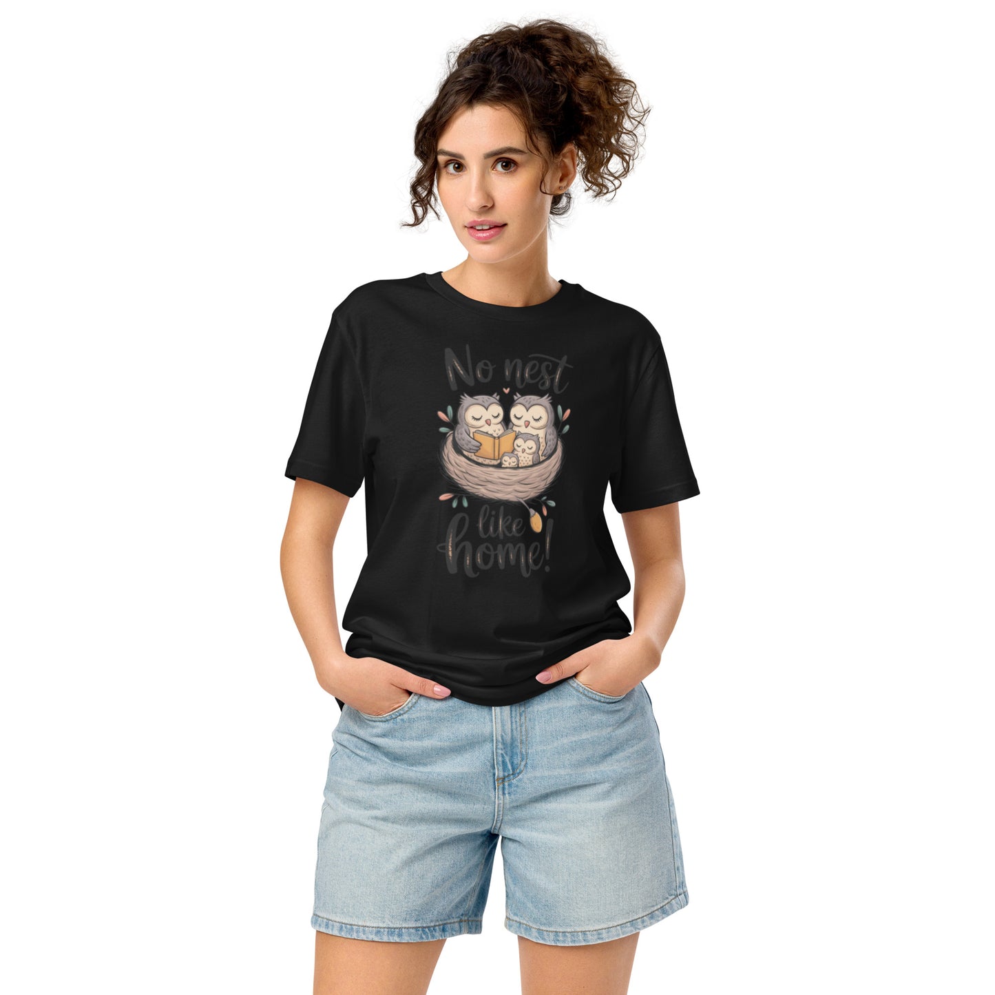 Unisex Organic Mid-Light T-Shirt – OwlEase Sustainable Fashion Tee for Family Day Comfort Black Dudeily
