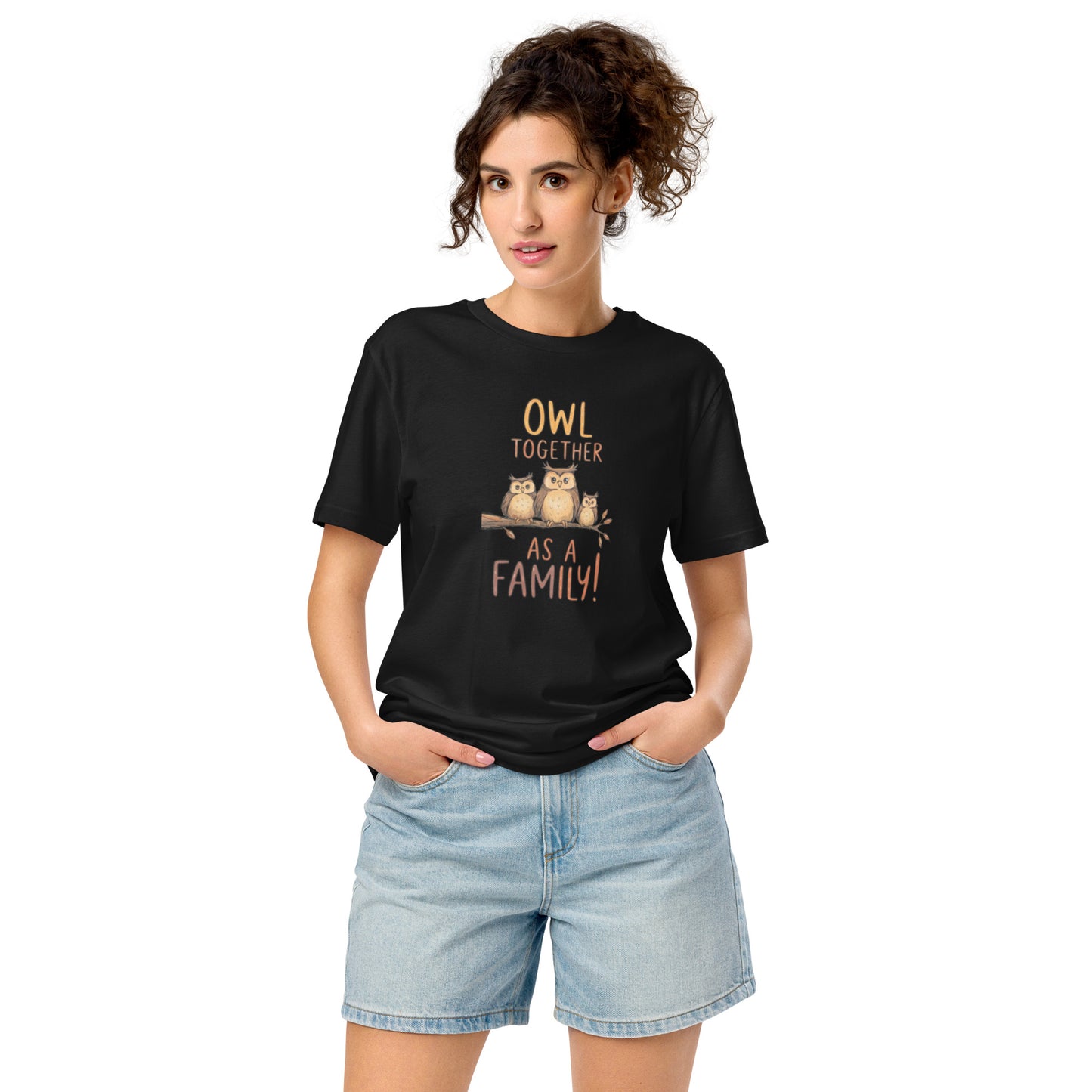 Unisex Organic Mid-Light T-Shirt – OwlFeather Sustainable Fashion for Relaxed Family Day Style Black Dudeily