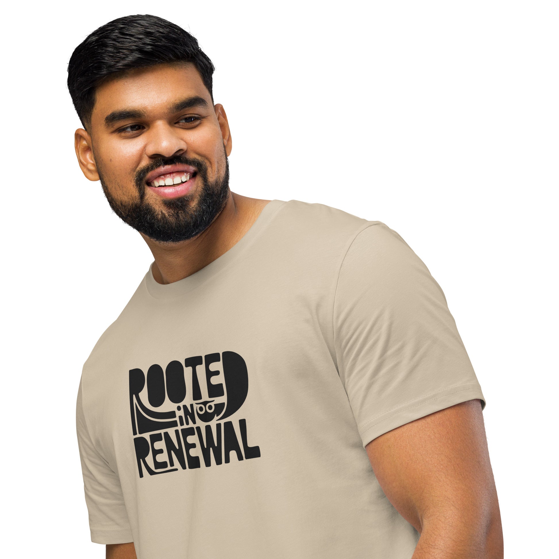 Unisex Organic Mid-Light T-Shirt "Rooted In Renewal" – Owl Print Sustainable Fashion Dudeily