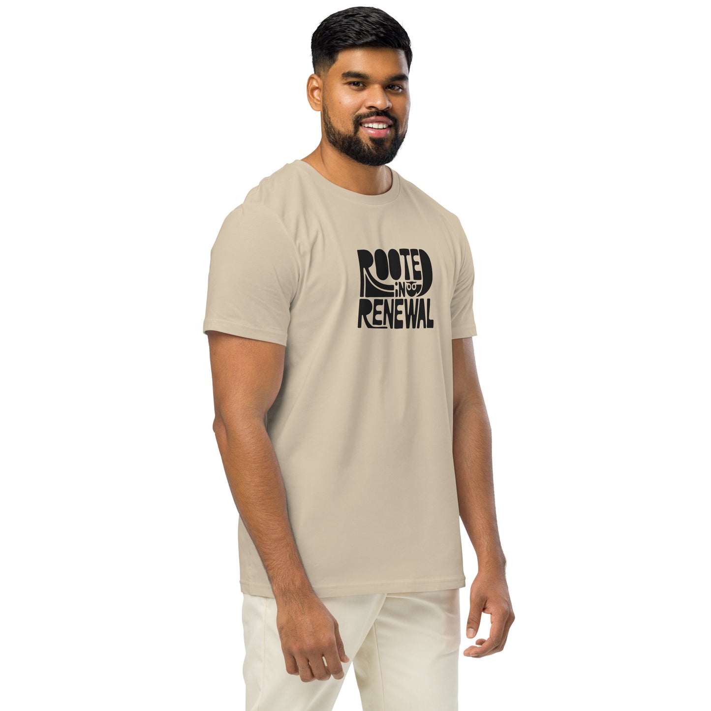 Unisex Organic Mid-Light T-Shirt "Rooted In Renewal" – Owl Print Sustainable Fashion Dudeily
