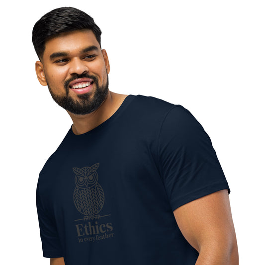 Unisex Organic Mid-Light T-Shirt: 'Ethics in Every Feather' | Sustainable Owl Fashion USA Dudeily