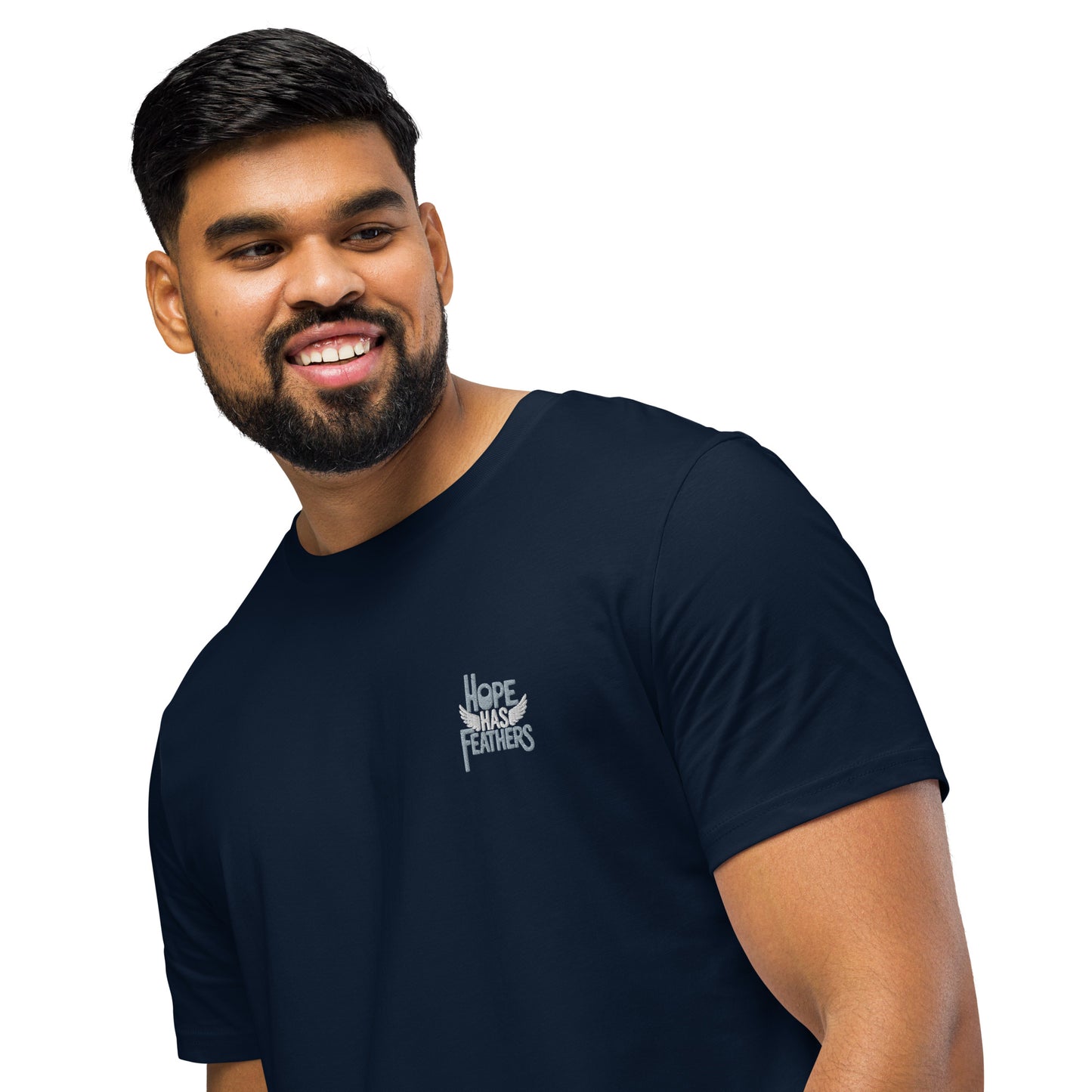 Unisex Organic Mid-Light T-Shirt "Hope Has Feathers" – Embroidered Eco-Friendly Owl Clothing Dudeily