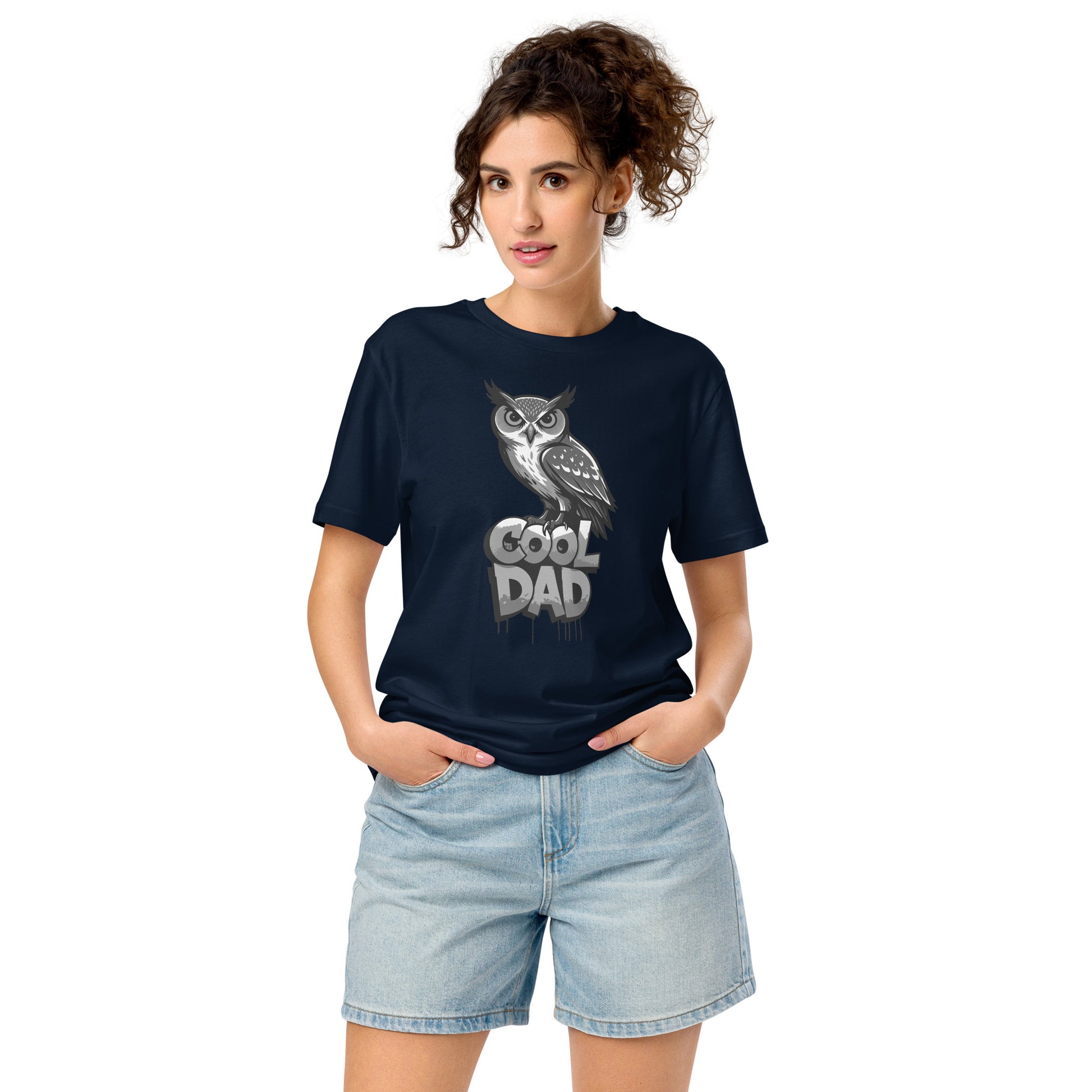 Unisex Organic Mid-Light T-Shirt – Sustainable Father’s Day Gift for Nature & Owl Lovers | Dudeily French Navy Dudeily