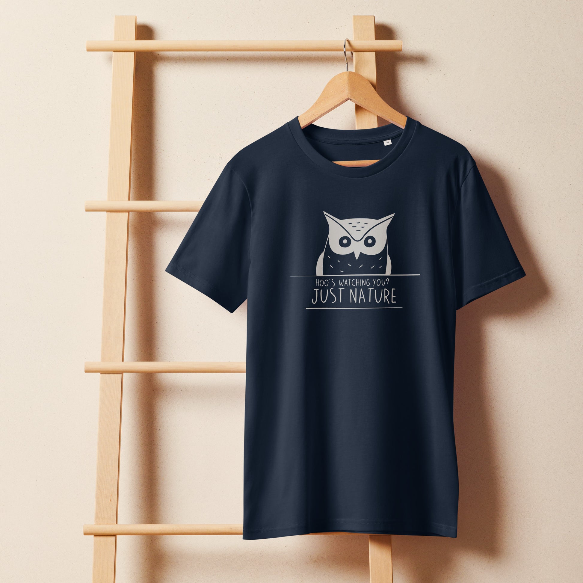 Organic Mid-Light T-Shirt: 'Hoo’s Watching You? Just Nature' | Sustainable Owl Fashion USA Dudeily