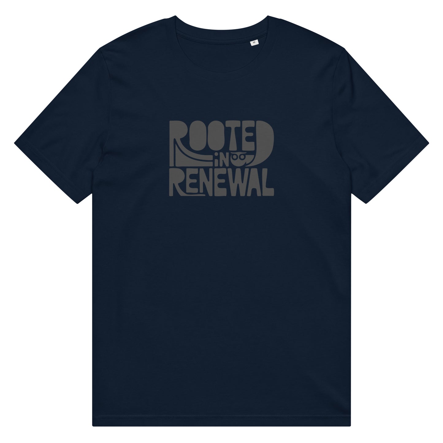 Unisex Organic Mid-Light T-Shirt "Rooted In Renewal" – Owl Print Eco-Friendly Owl Clothing Dudeily