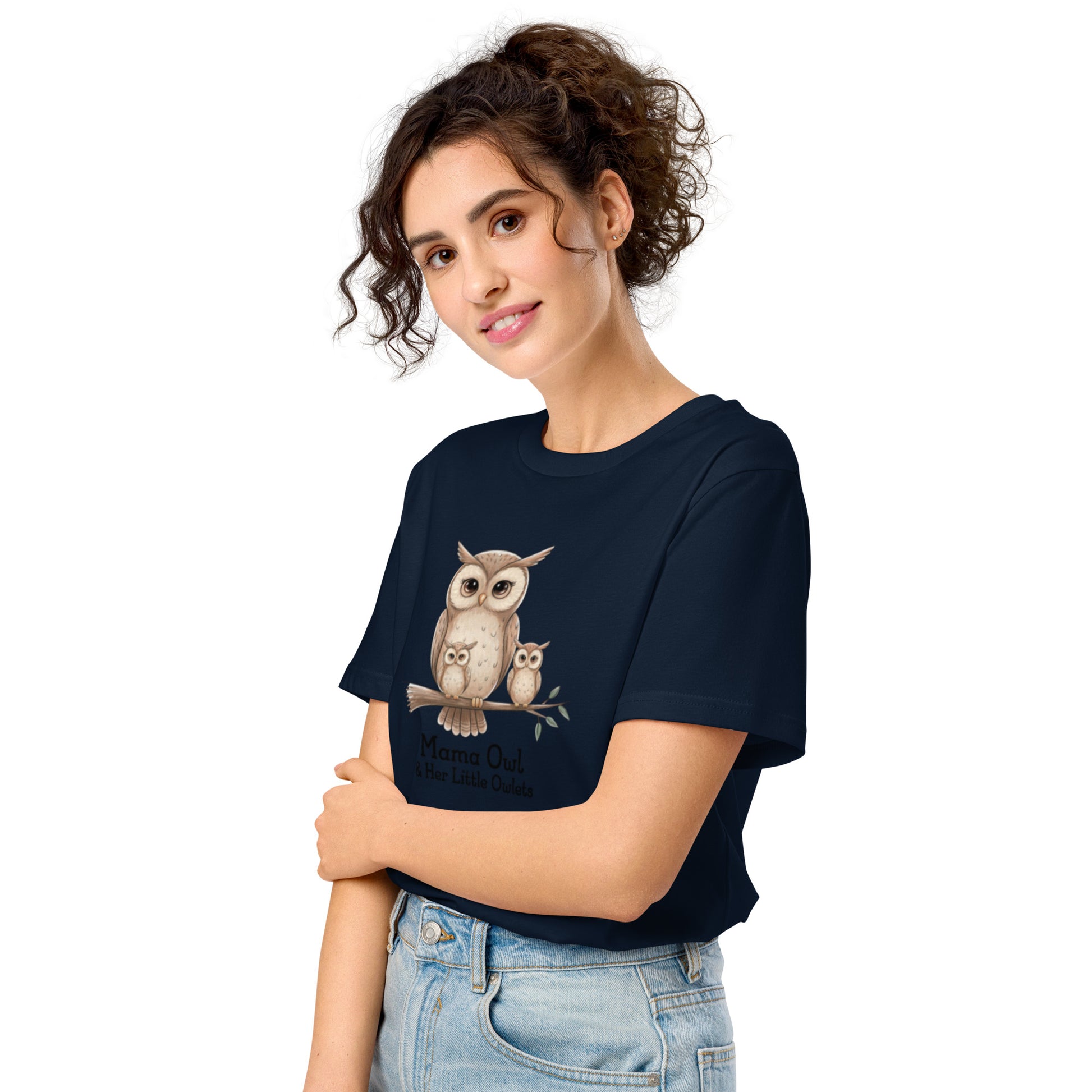 Unisex Organic Mid-Light T-Shirt – Eco-Friendly Owl Lover’s Pick by Dudeily French Navy Dudeily