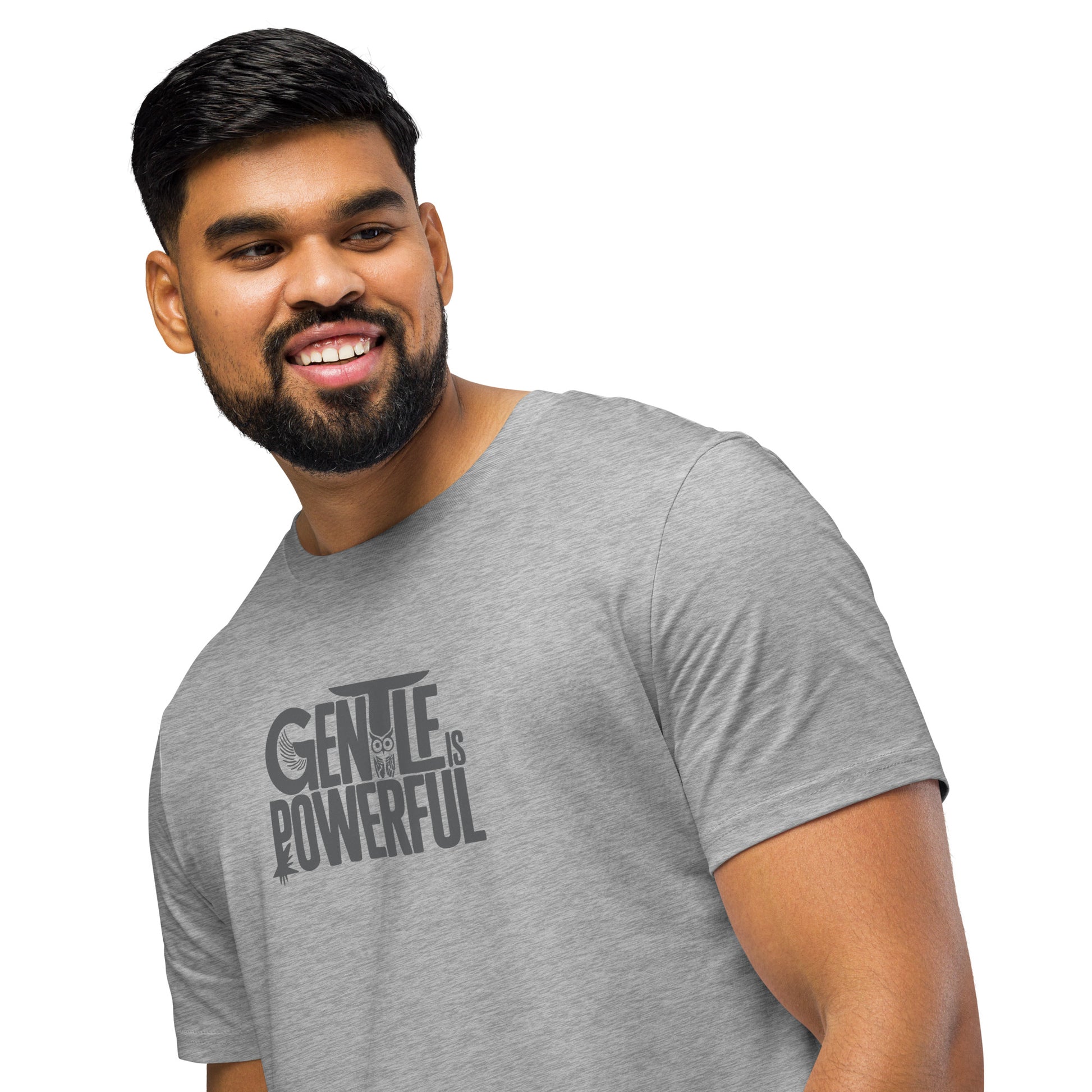 Unisex Organic Mid-Light T-Shirt "Gentle is Powerful" – Owl Print Sustainable Fashion Dudeily