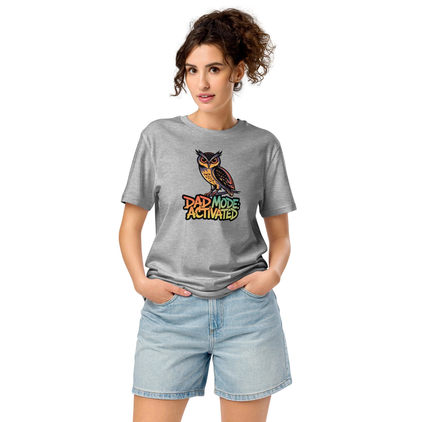 Unisex Organic Mid-Light T-Shirt: Owl Themed Sustainable Fashion Heather Grey Dudeily