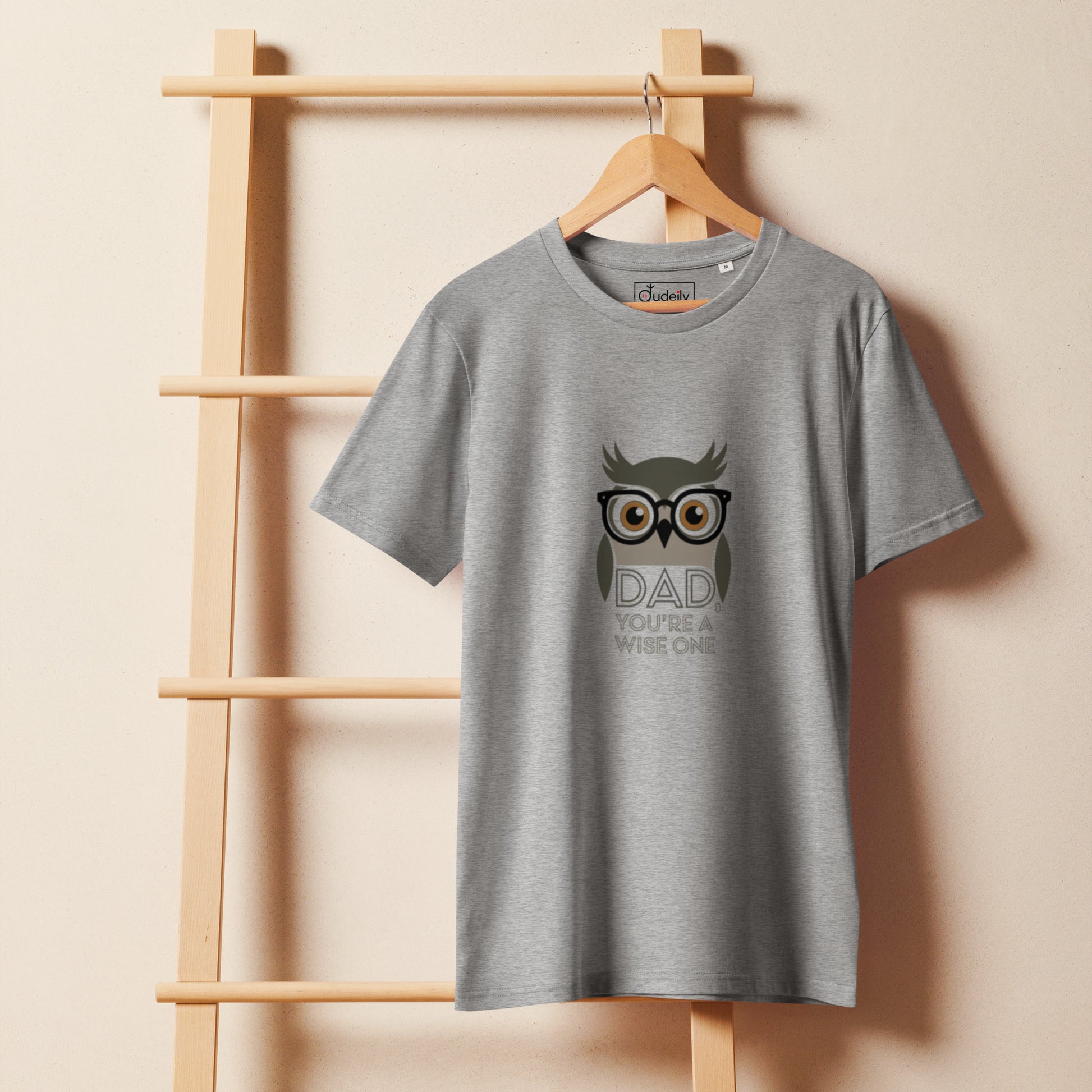 Unisex Organic Mid-Light T-Shirt – Owl Themed Sustainable Fashion for Father's Day by Dudeily Dudeily