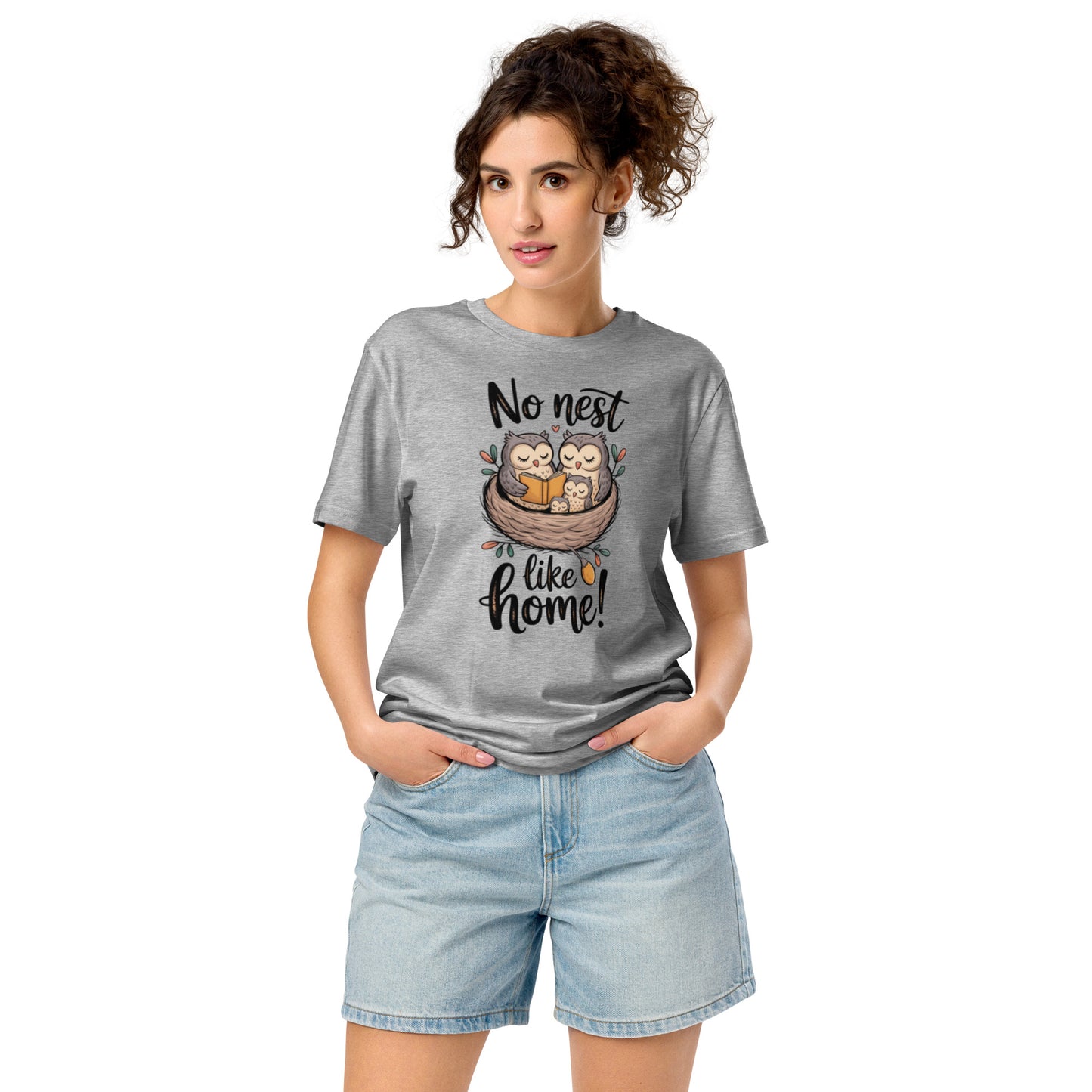 Unisex Organic Mid-Light T-Shirt – OwlEase Sustainable Fashion Tee for Family Day Comfort Heather Grey Dudeily