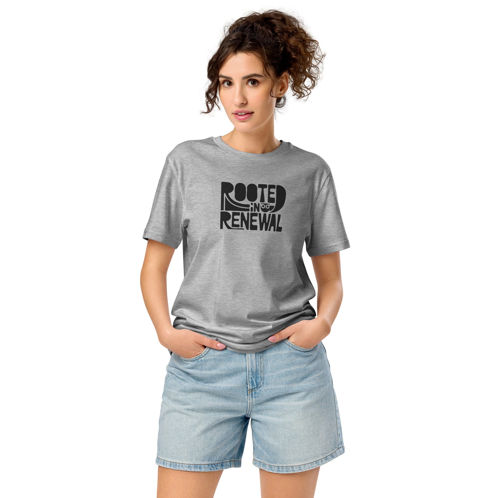 Unisex Organic Mid-Light T-Shirt "Rooted In Renewal" – Owl Print Eco-Friendly Owl Clothing Dudeily