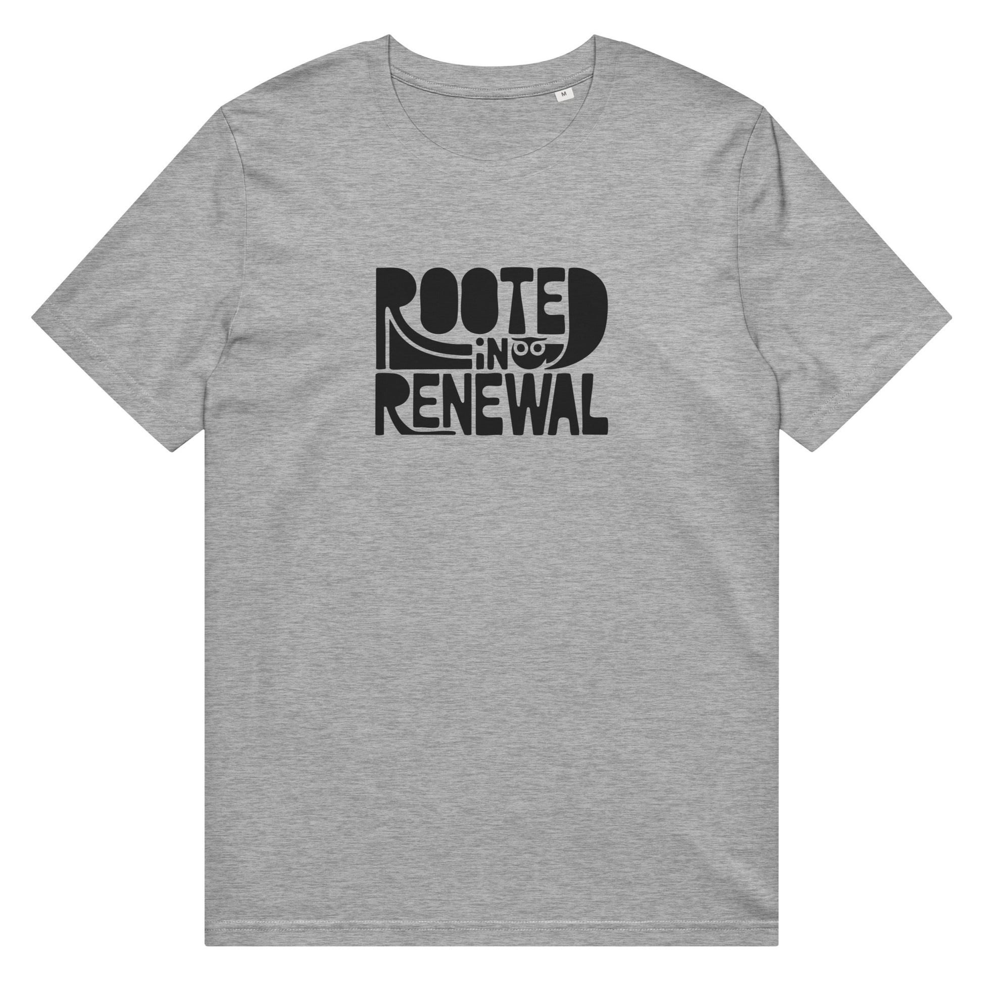Unisex Organic Mid-Light T-Shirt "Rooted In Renewal" – Owl Print Eco-Friendly Owl Clothing Dudeily