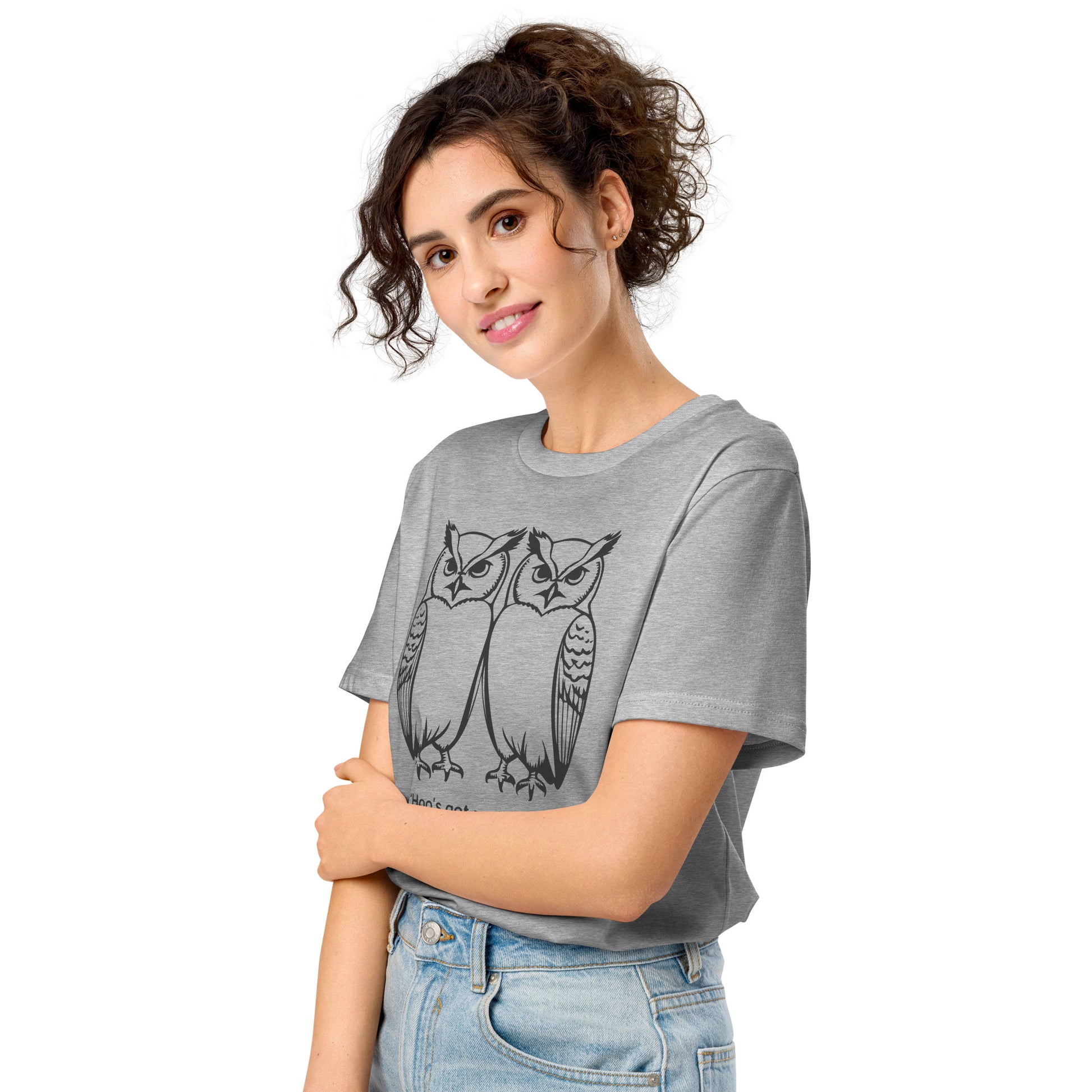 Unisex Organic Mid-Light T-Shirt: Hoo’s Got My Back? | Owl-Themed Sustainable Fashion USA by Dudeily Dudeily