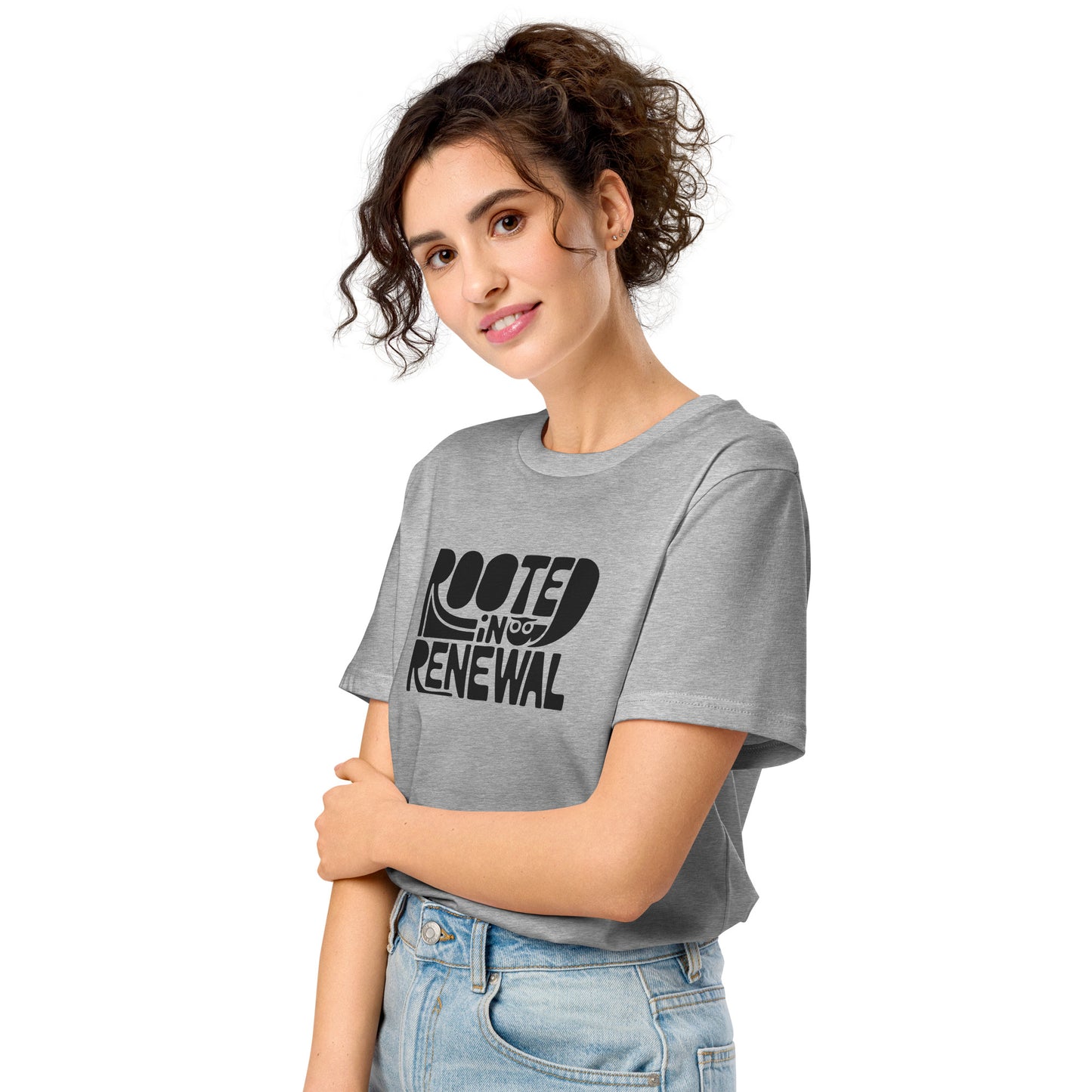 Unisex Organic Mid-Light T-Shirt "Rooted In Renewal" – Owl Print Eco-Friendly Owl Clothing Dudeily