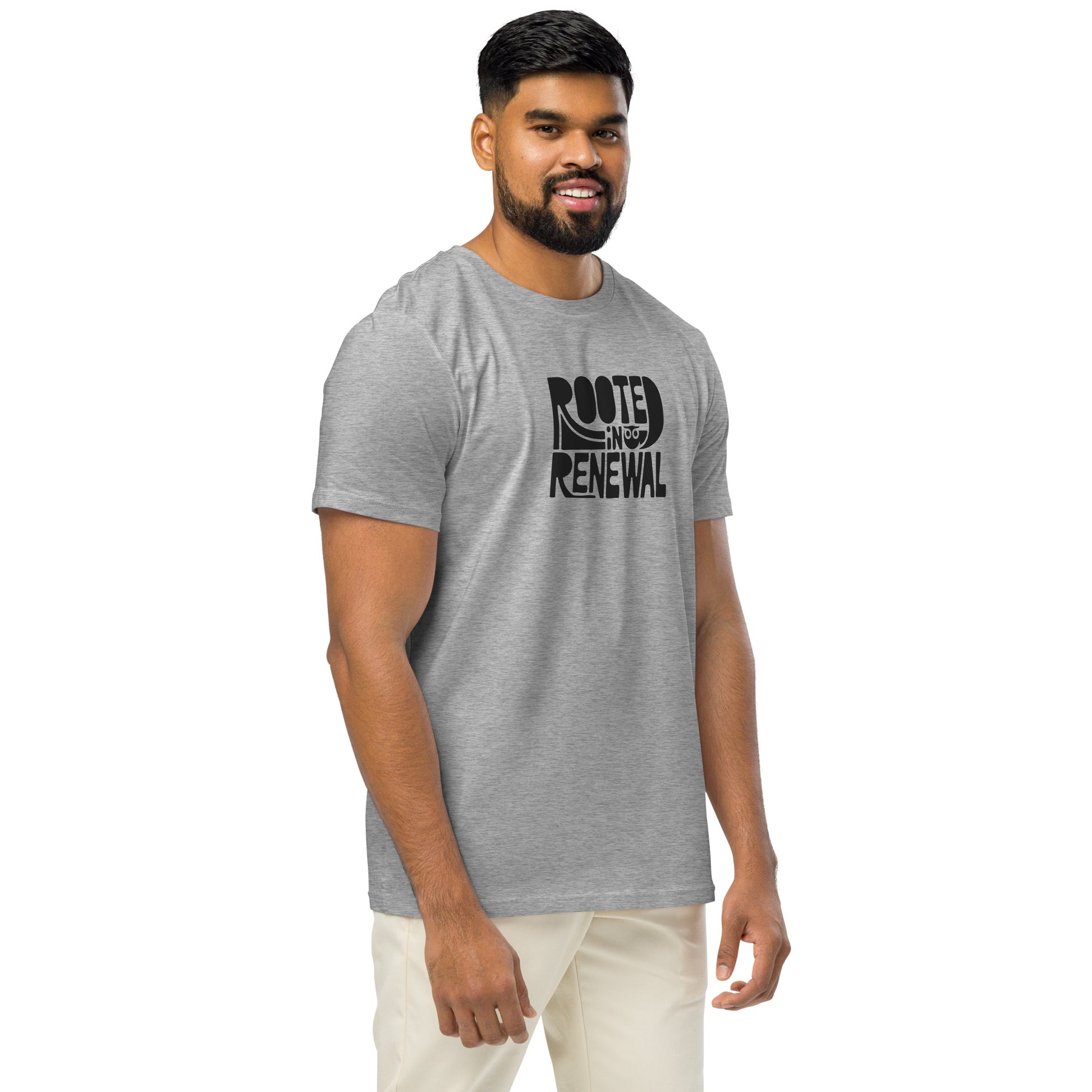 Unisex Organic Mid-Light T-Shirt "Rooted In Renewal" – Owl Print Eco-Friendly Owl Clothing Dudeily