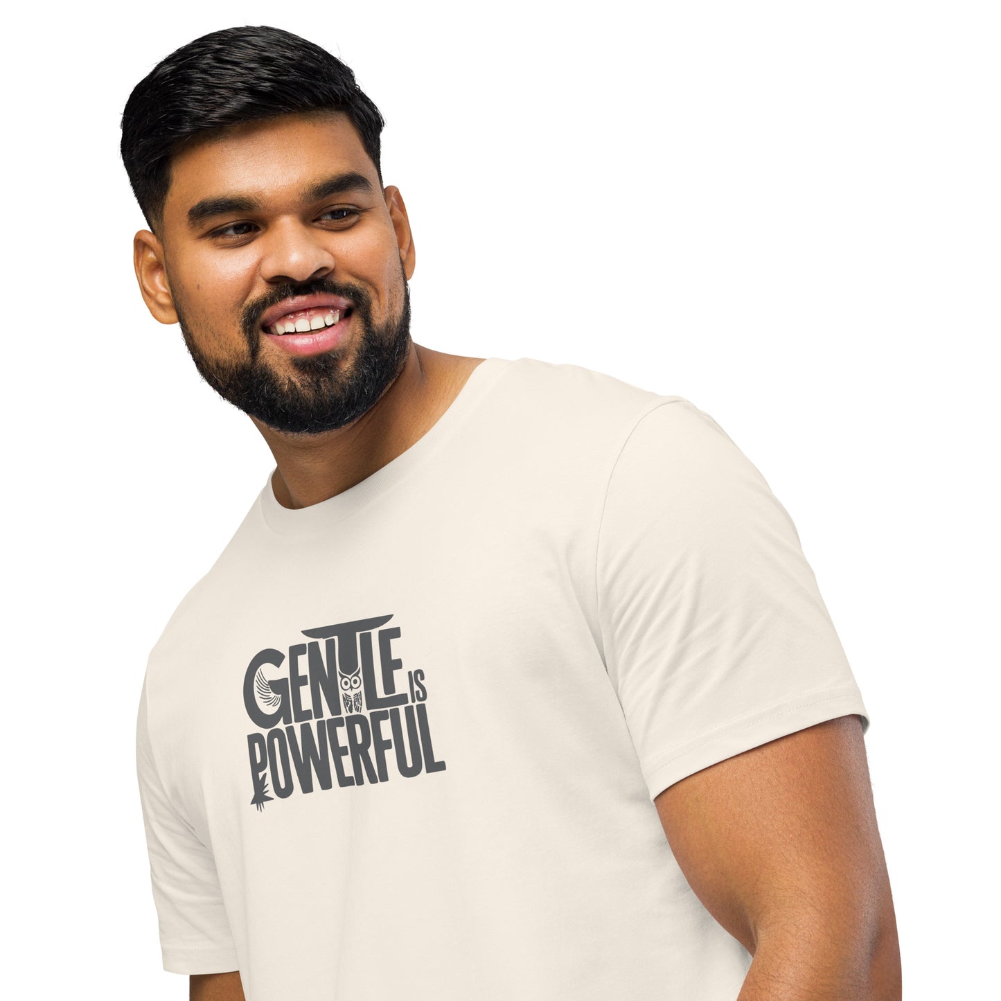 Unisex Organic Mid-Light T-Shirt "Gentle is Powerful" – Owl Print Sustainable Fashion Dudeily