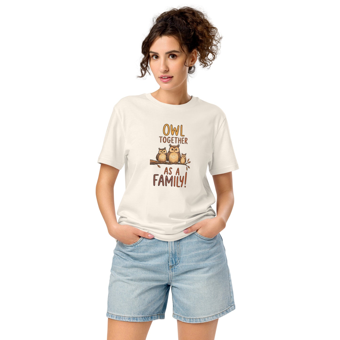 Unisex Organic Mid-Light T-Shirt – OwlFeather Sustainable Fashion for Relaxed Family Day Style Vintage White Dudeily