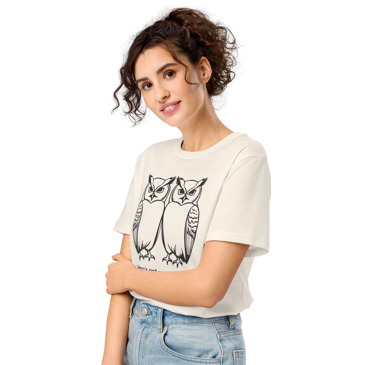 Unisex Organic Mid-Light T-Shirt: Hoo’s Got My Back? | Owl-Themed Sustainable Fashion USA by Dudeily Dudeily