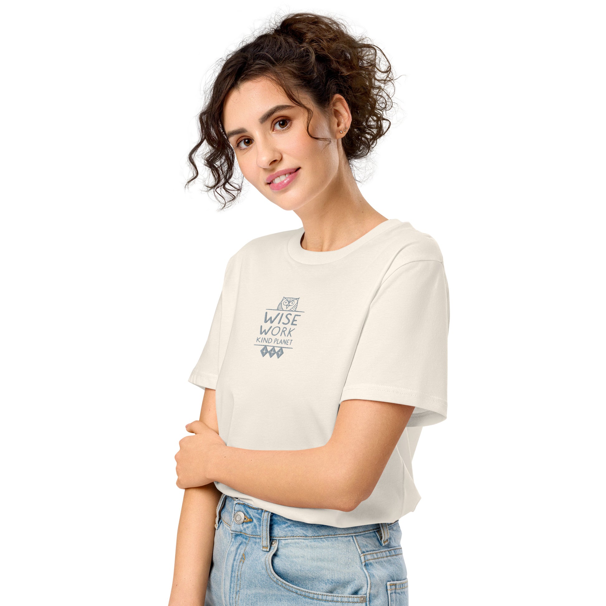 Owl Embroidered Unisex Organic Mid-Light T-Shirt | Sustainable Fashion USA by Dudeily Dudeily